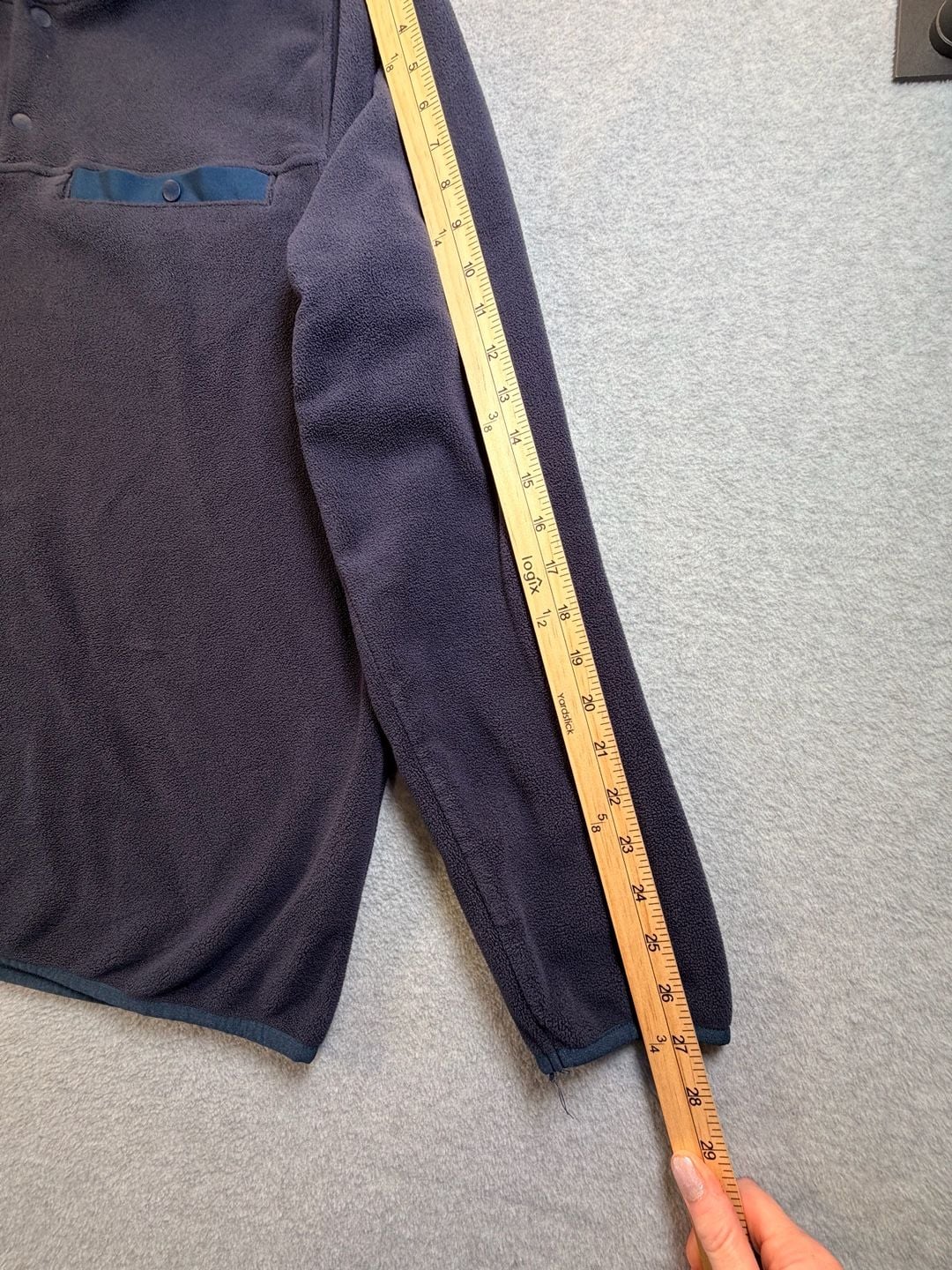 32 Degrees Heat Fleece Pullover Size L Dark Gray Blue Snap Pocket Mock Neck 6