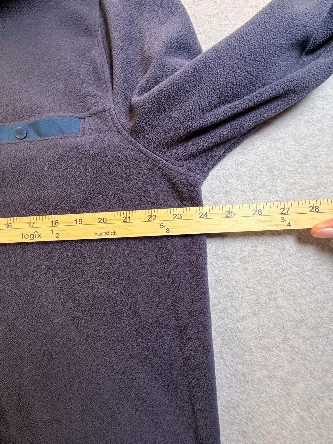 32 Degrees Heat Fleece Pullover Size L Dark Gray Blue Snap Pocket Mock Neck 7