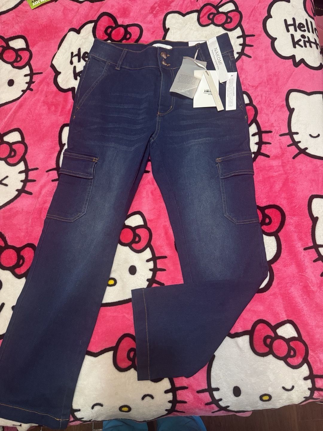 Nakomi Double Button Straight Cargo Jeans Size 10/30 Blue 3