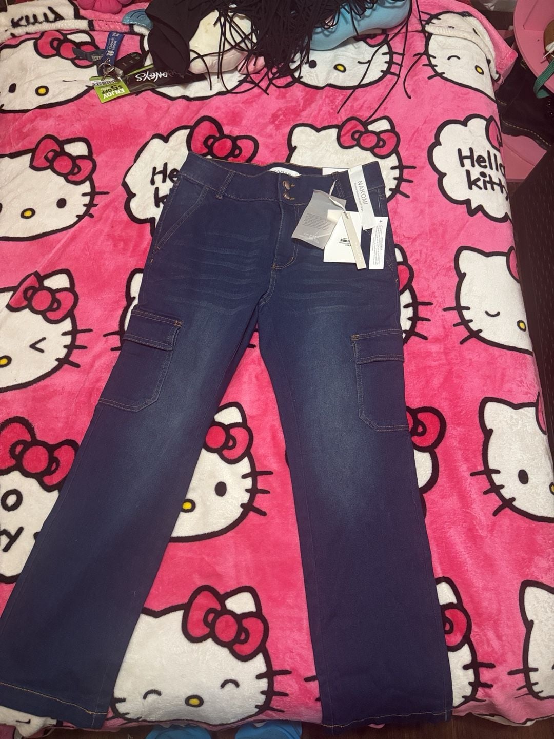 Nakomi Double Button Straight Cargo Jeans Size 10/30 Blue 4