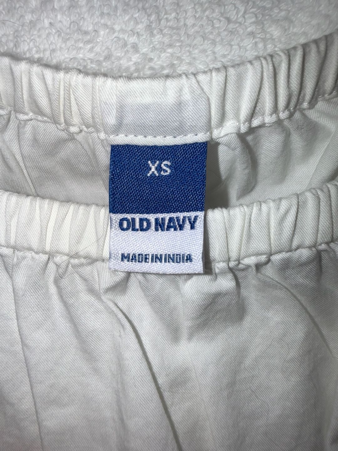 Old Navy Peplum Top Size XS White Cotton Short Puff Sleeve Cutout Back 4