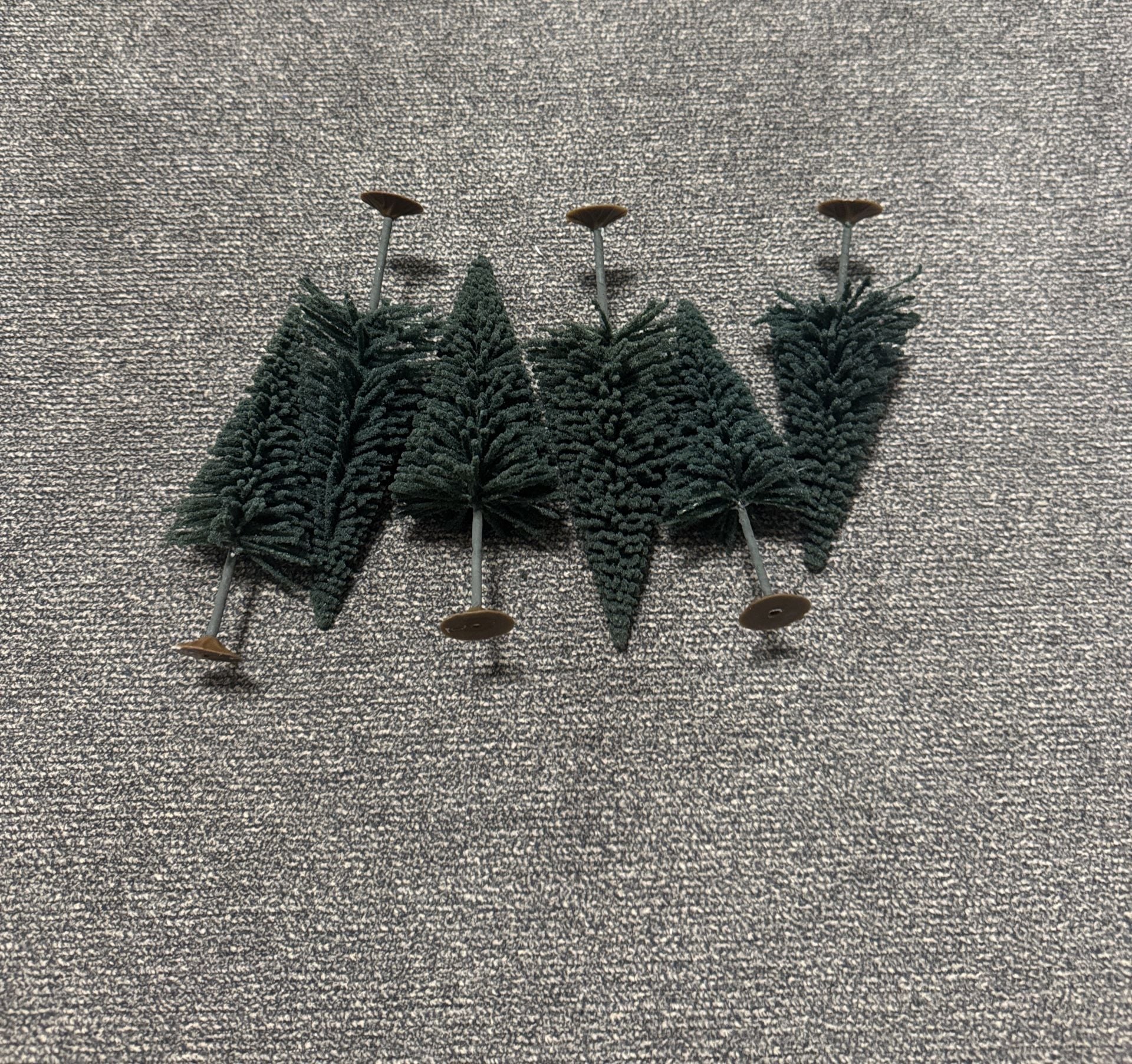 Vintage Bottlebrush Christmas Trees Dark Green Set of 6 1