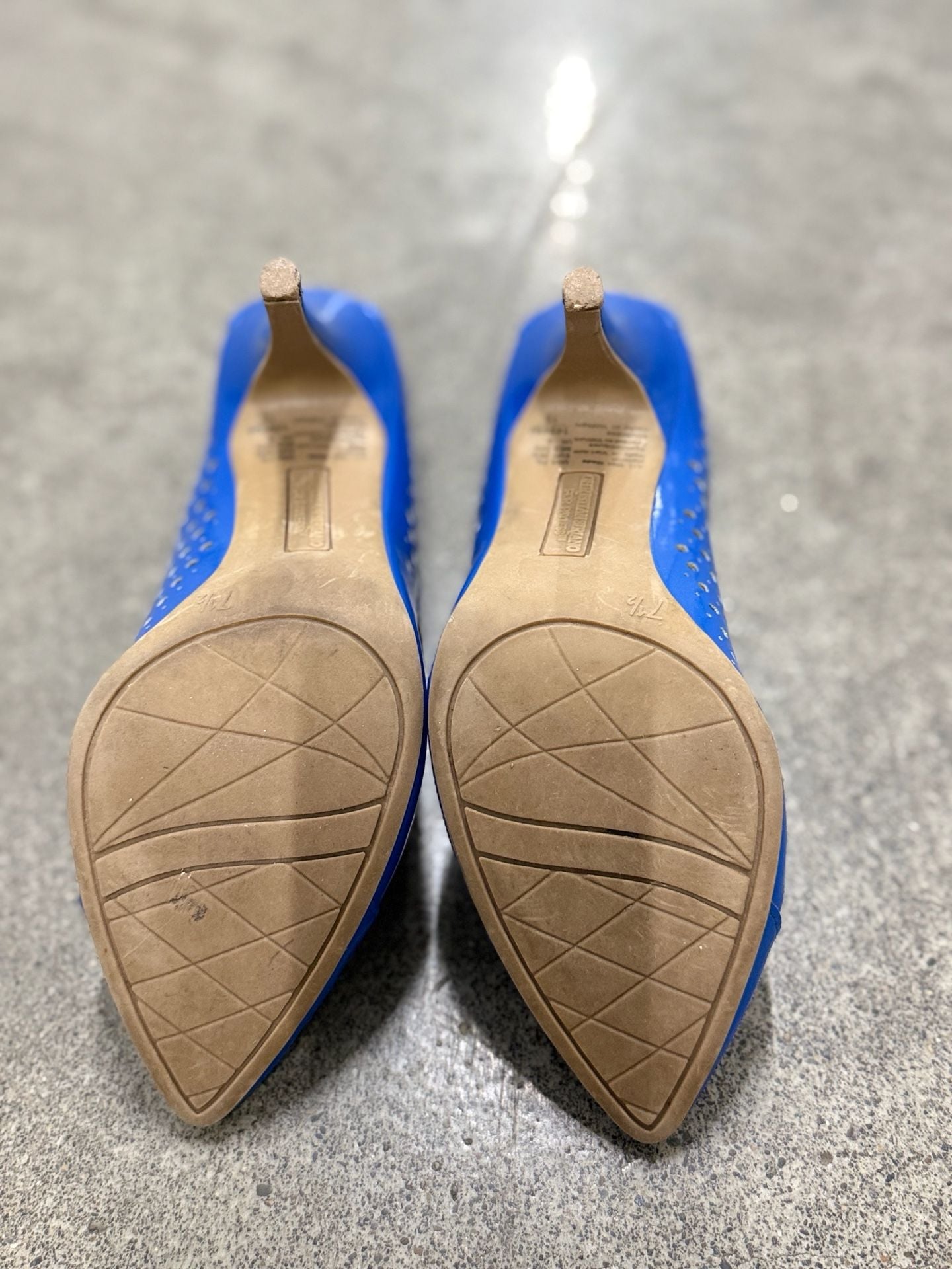 Christian Siriano Women Slip on Shoes Heels Blue with holes ..., 5