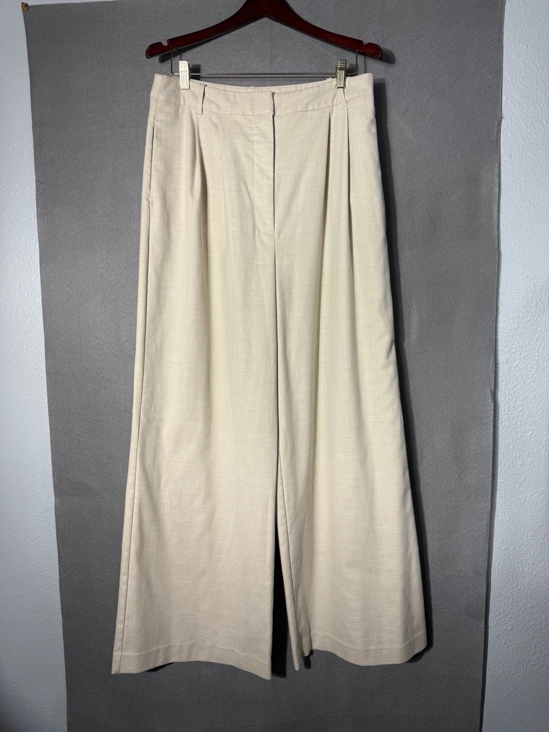 Worthington Slim Leg Pants Size 12 Beige Pleated High Rise Trousers 3
