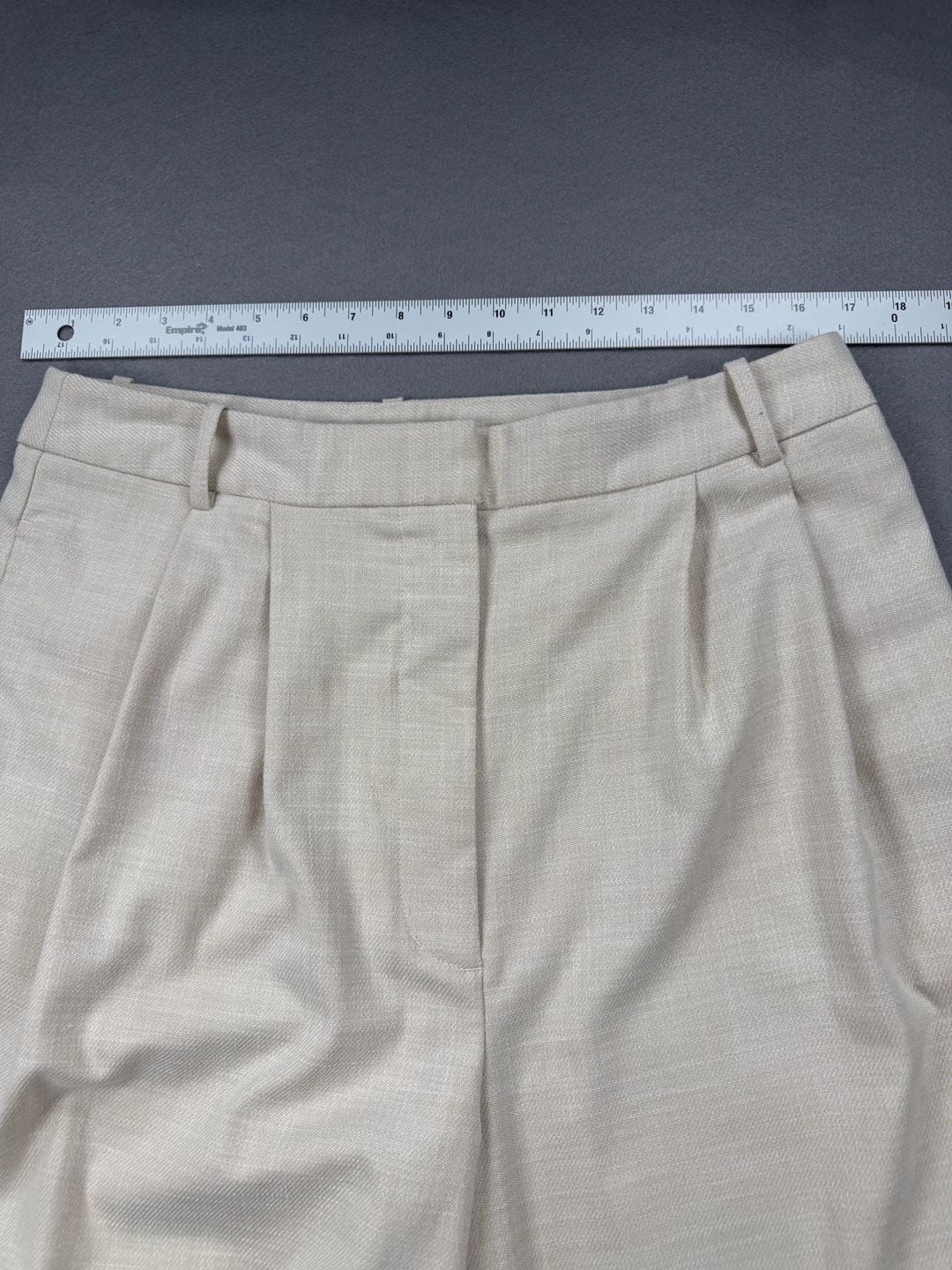 Worthington Slim Leg Pants Size 12 Beige Pleated High Rise Trousers 4