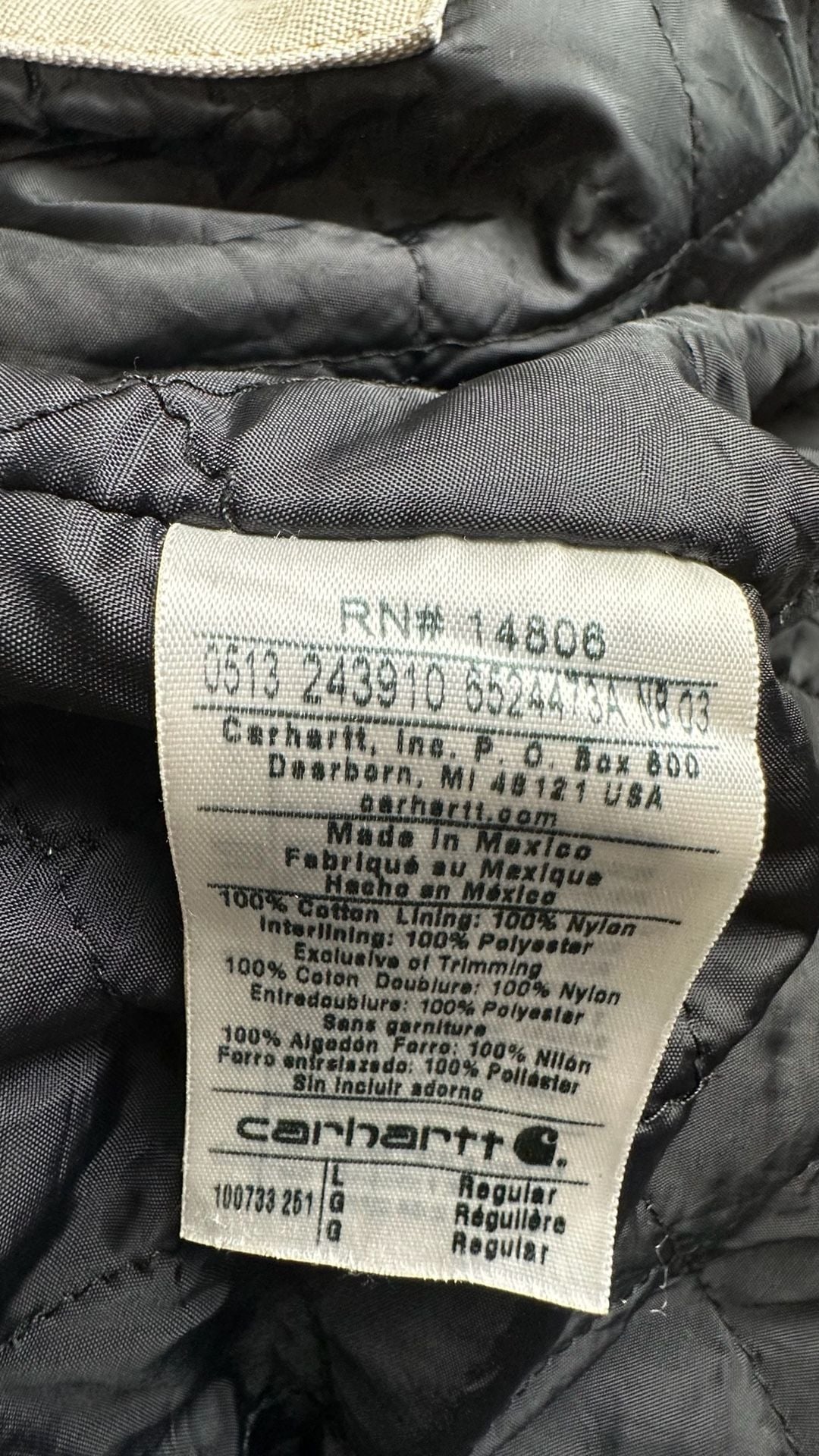 Carhartt 100733 261 Active Jacket Size L Tan Quilted Lined Workwear 7