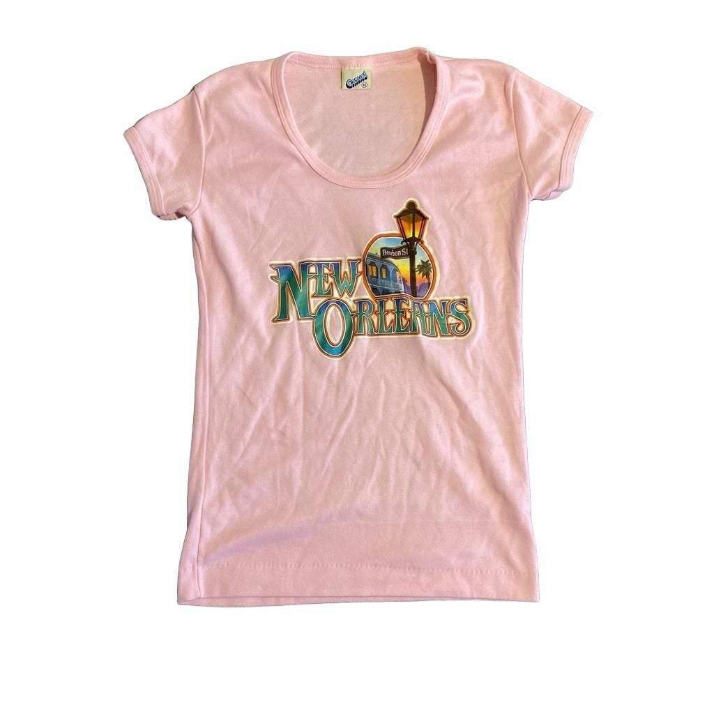 Casual New Orleans Bourbon St Graphic T-Shirt Size M Pink Short Sleeve 2