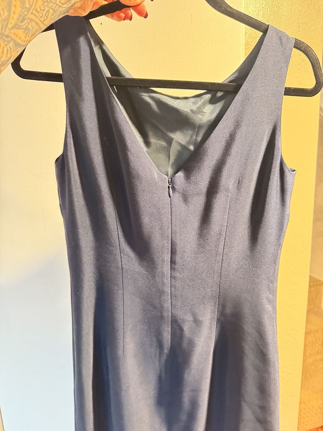 Georgiou Studio Silk Dress Size 6 Navy Blue Paisley Sleeveless 4