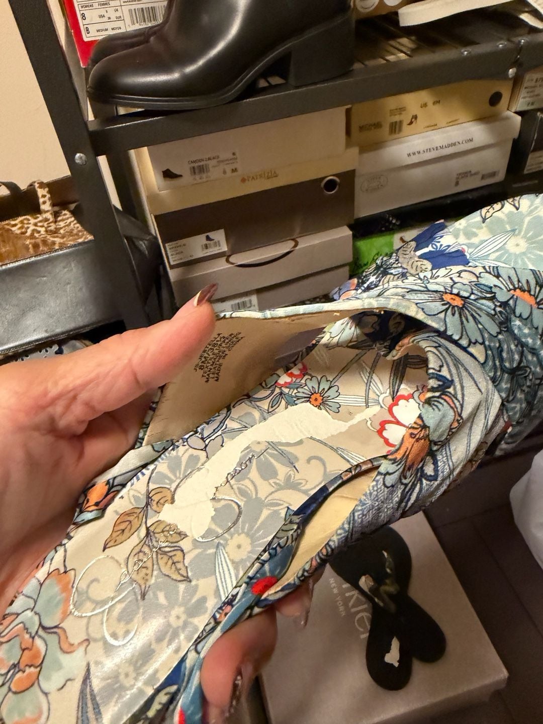 Jessica Simpson JESTELLA Heels Size 8M/38.5 Blue Floral Wrap Ankle Strap 1