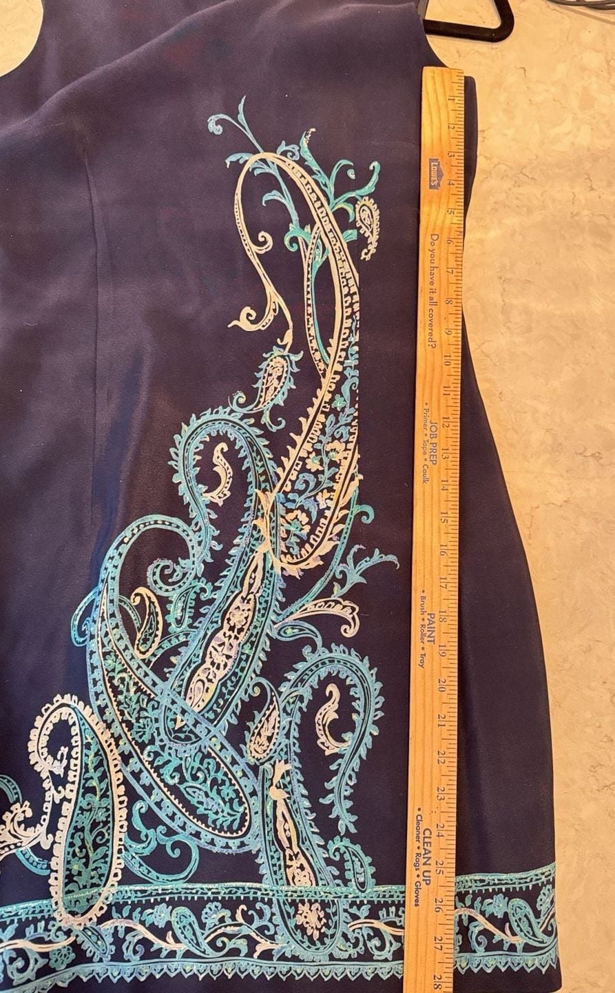 Georgiou Studio Silk Dress Size 6 Navy Blue Paisley Sleeveless 8