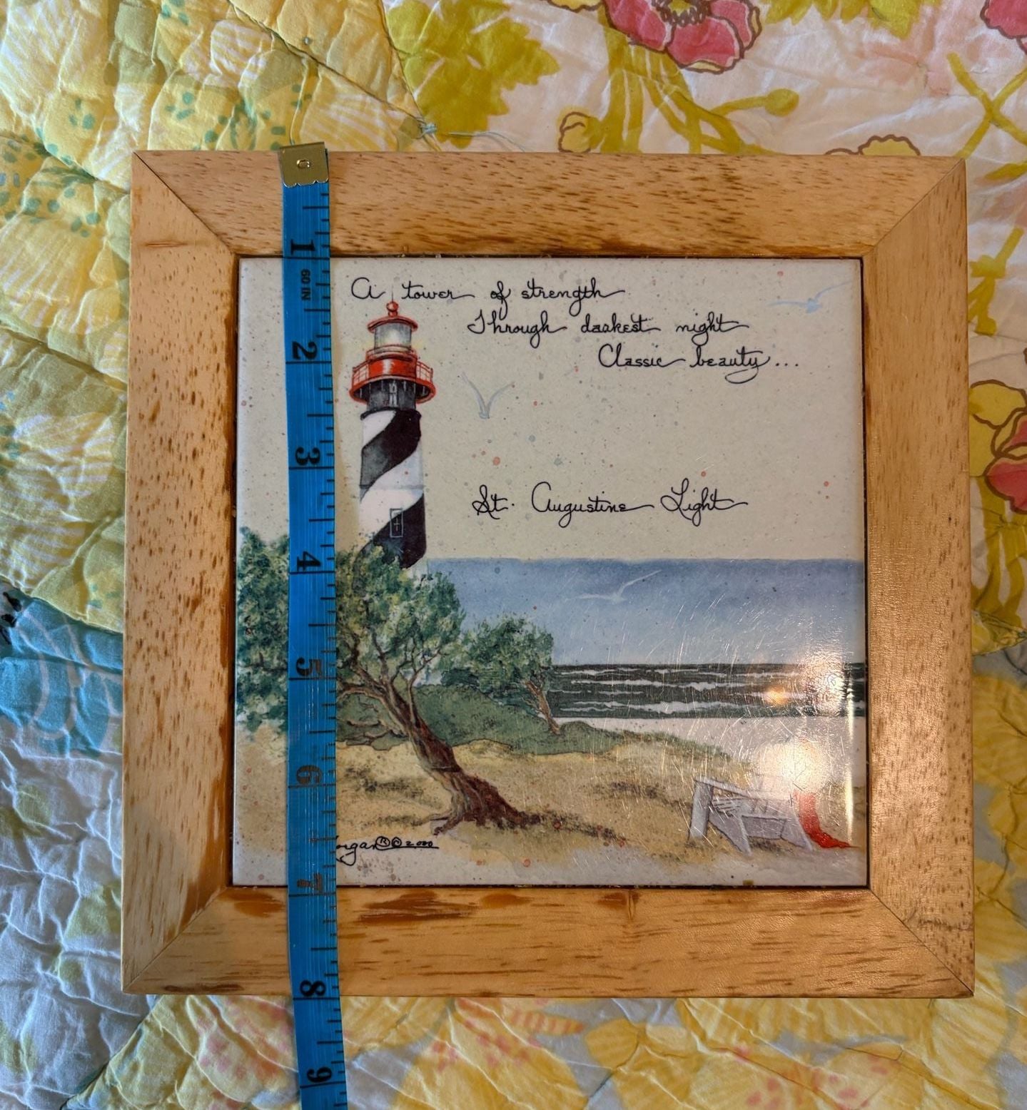 GUC B. Morgan St. Augustine Lighthouse Framed Ceramic Tile Wall Art or Trivet 3