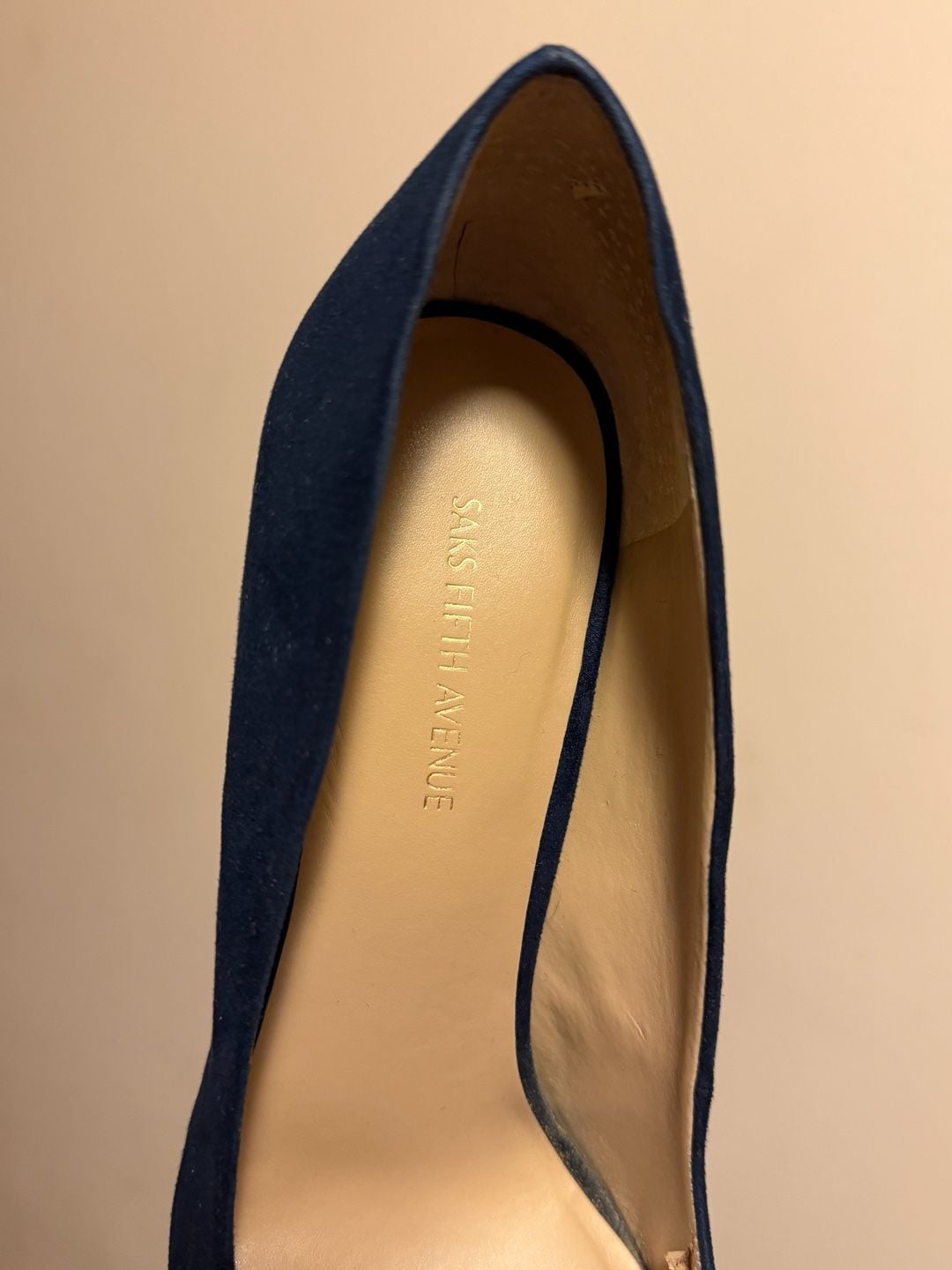 Saks Fifth Avenue Pumps Size 8M Navy Blue Suede Stiletto Heels 4