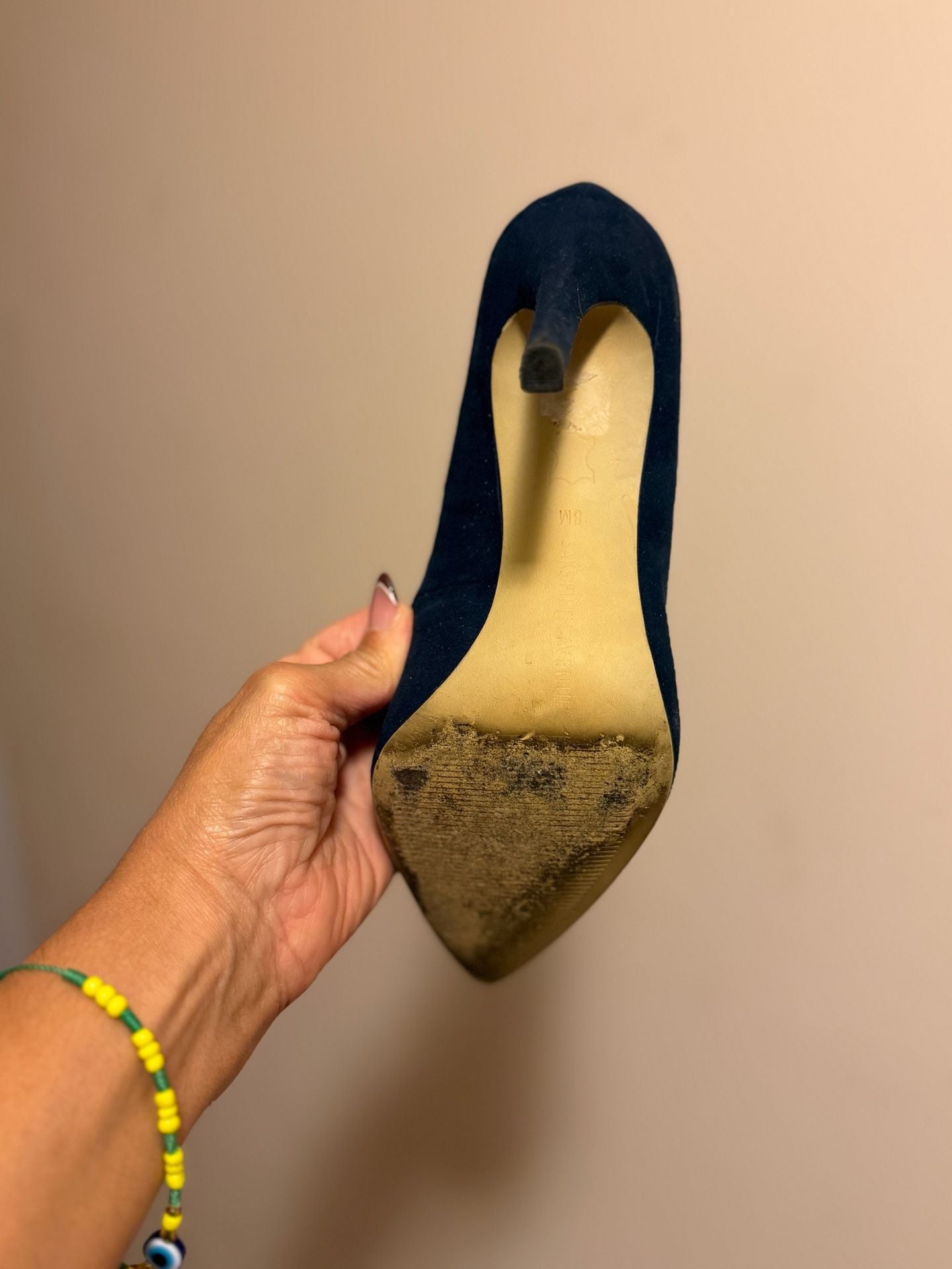 Saks Fifth Avenue Pumps Size 8M Navy Blue Suede Stiletto Heels 5