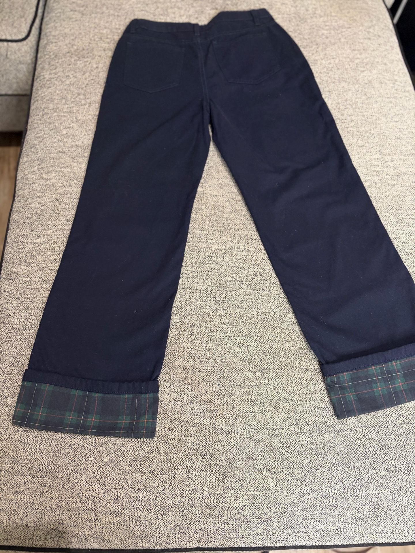 128-Poster Grl Pants Size M Black Plaid Cuffs Carpenter Double Knee 3