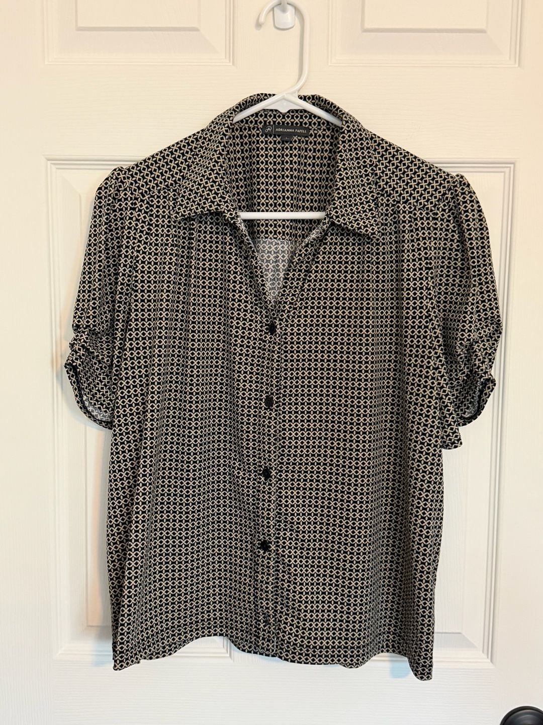 Adrianna Papell Button Up Shirt Size L 2