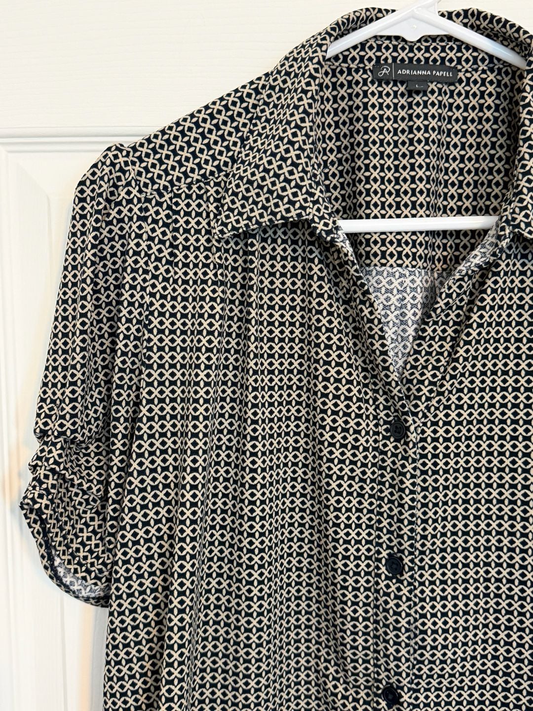 Adrianna Papell Button Up Shirt Size L 3