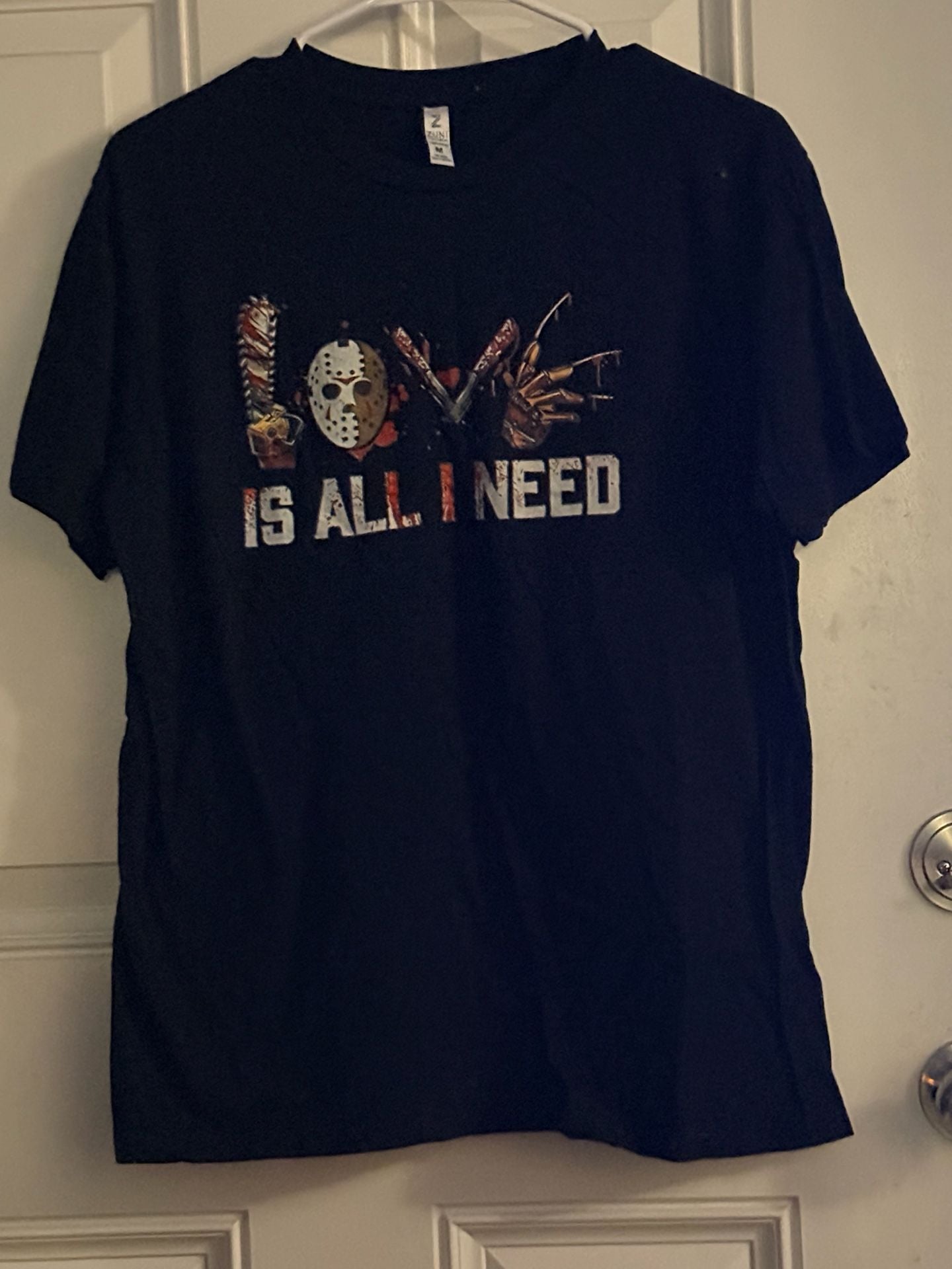 Zuni Sportwear Horror Graphic T-Shirt Size M Black Love Is All I Need 2