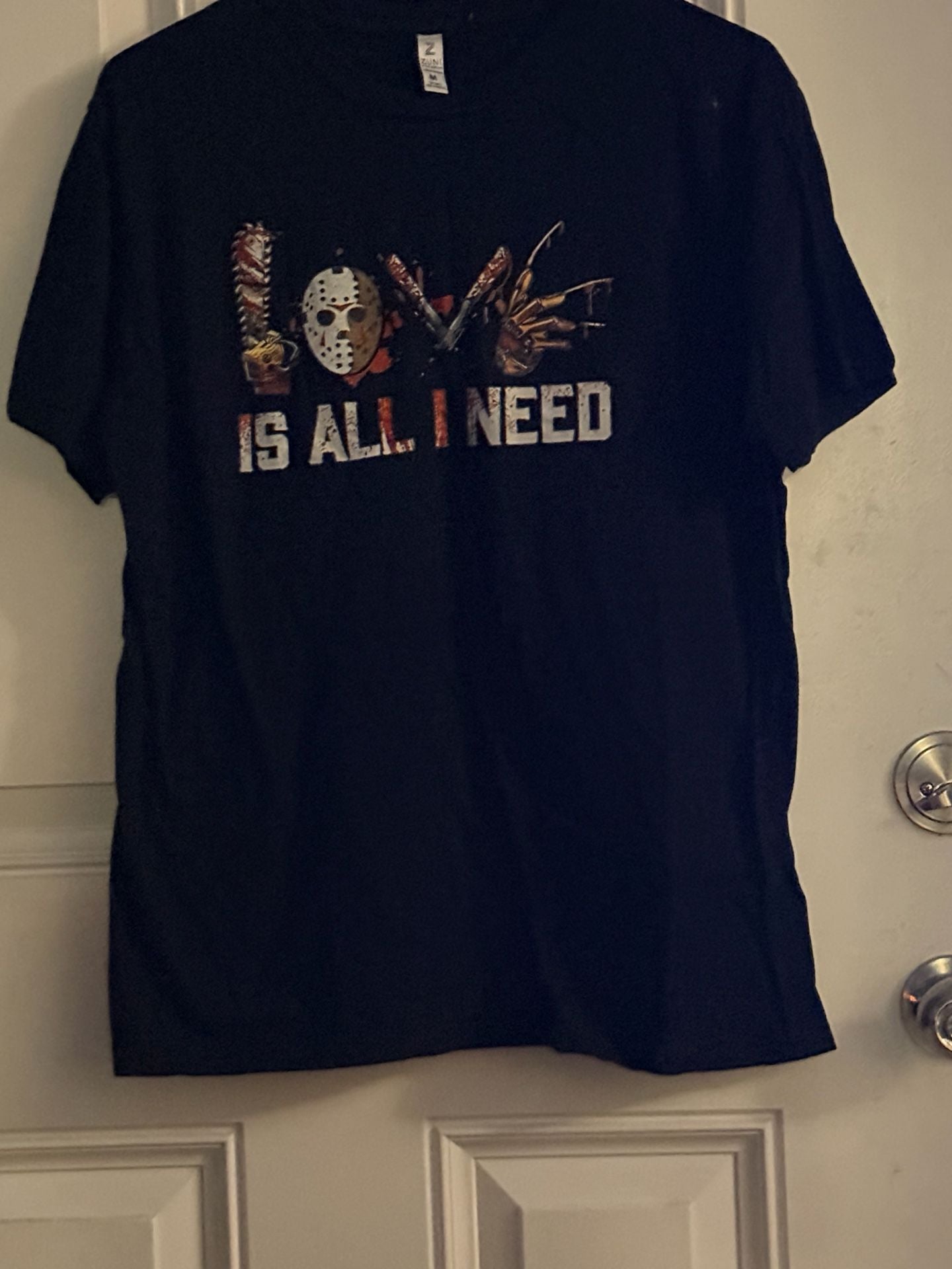 Zuni Sportwear Horror Graphic T-Shirt Size M Black Love Is All I Need 4