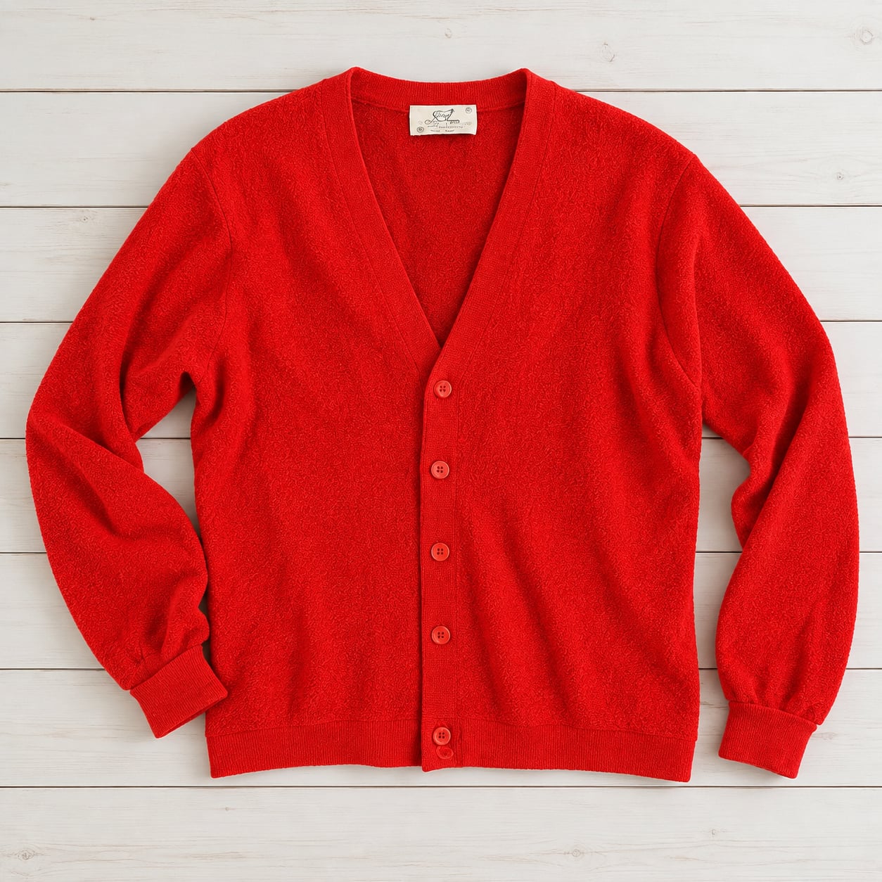 Vintage 1960s/1970s Lord Jeff Red Wool Cardigan Sweater XL Made in USA 2