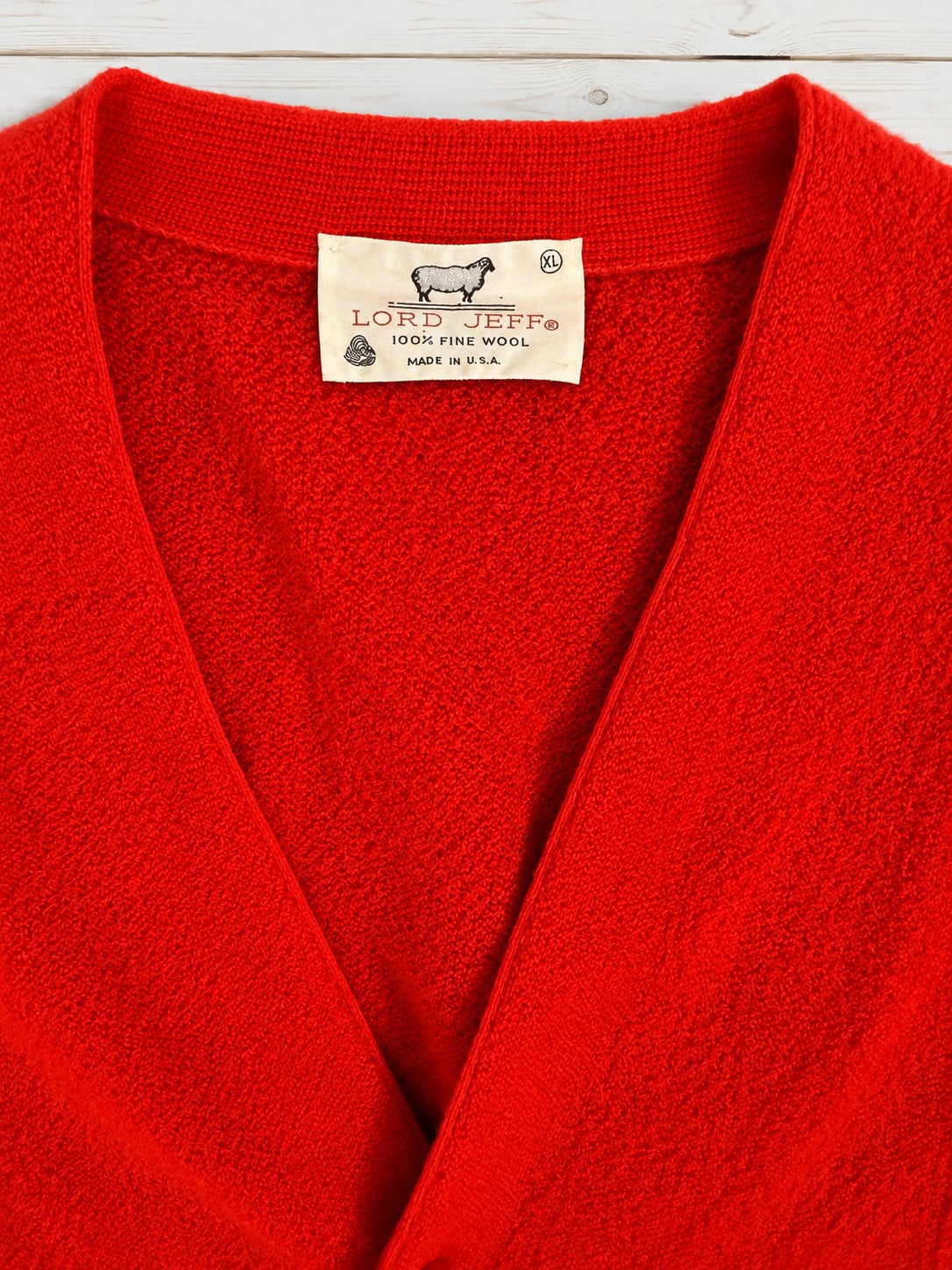 Vintage 1960s/1970s Lord Jeff Red Wool Cardigan Sweater XL Made in USA 6