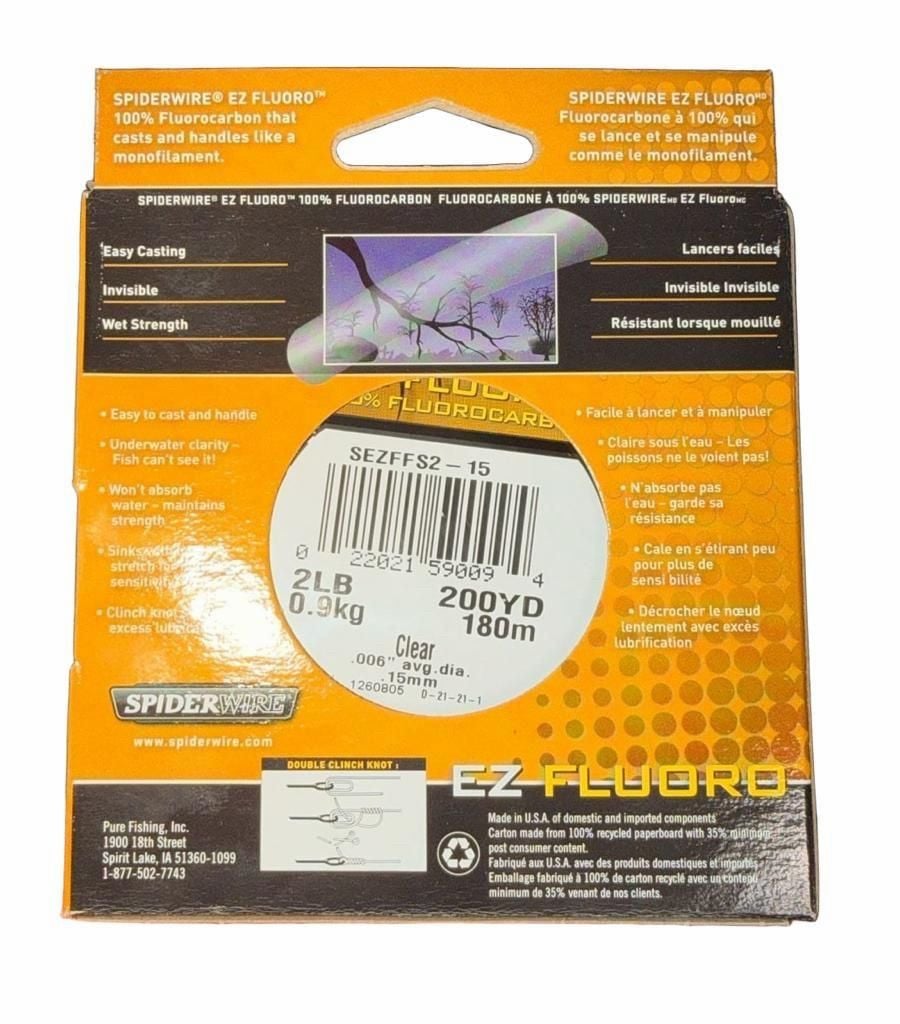SpiderWire EZ Fluorocarbon Fishing Line 2 lb 200 Yd Clear 2