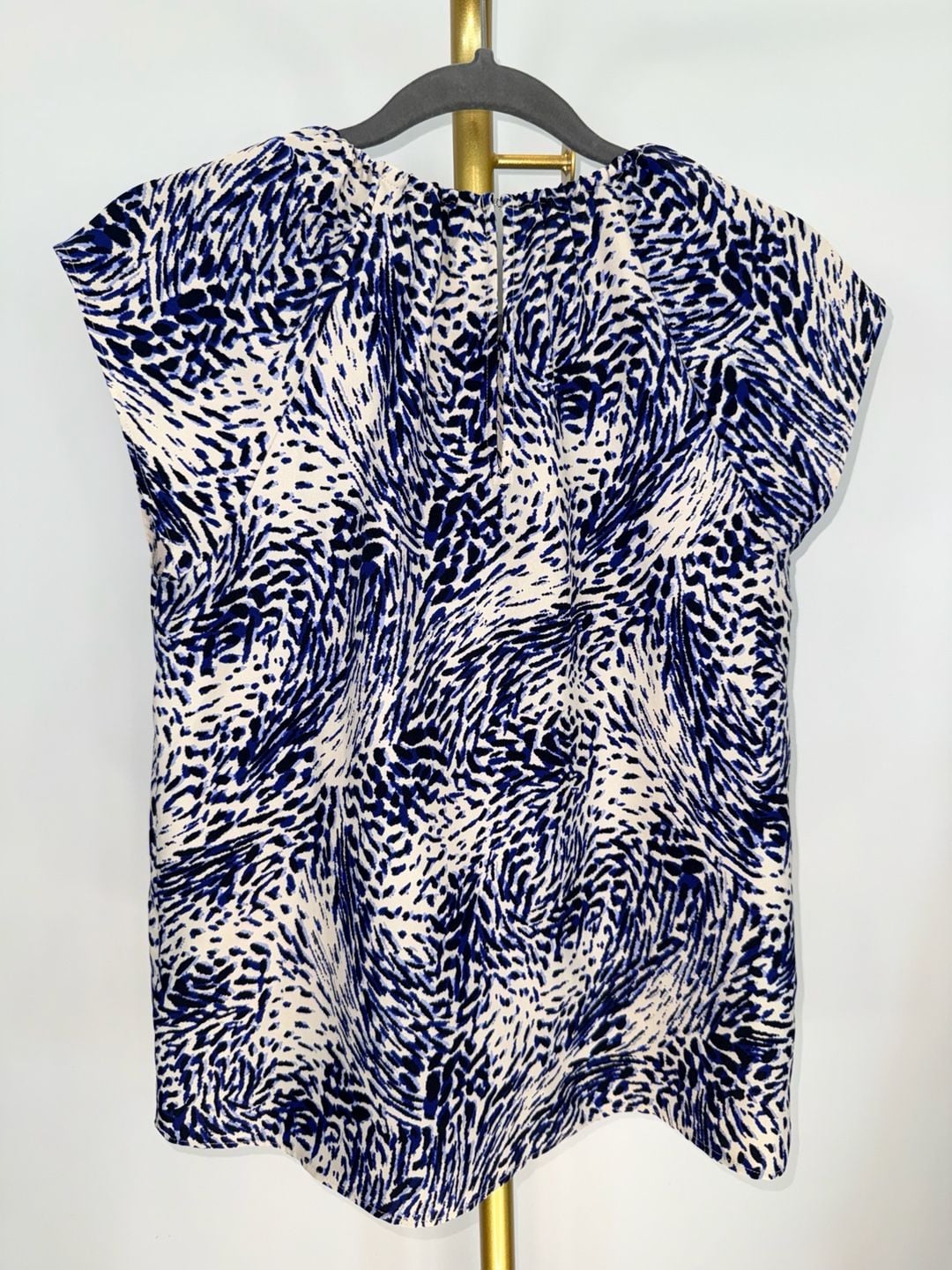 Express Blouse Size XS Blue Black Animal Print Cap Sleeve Top 3