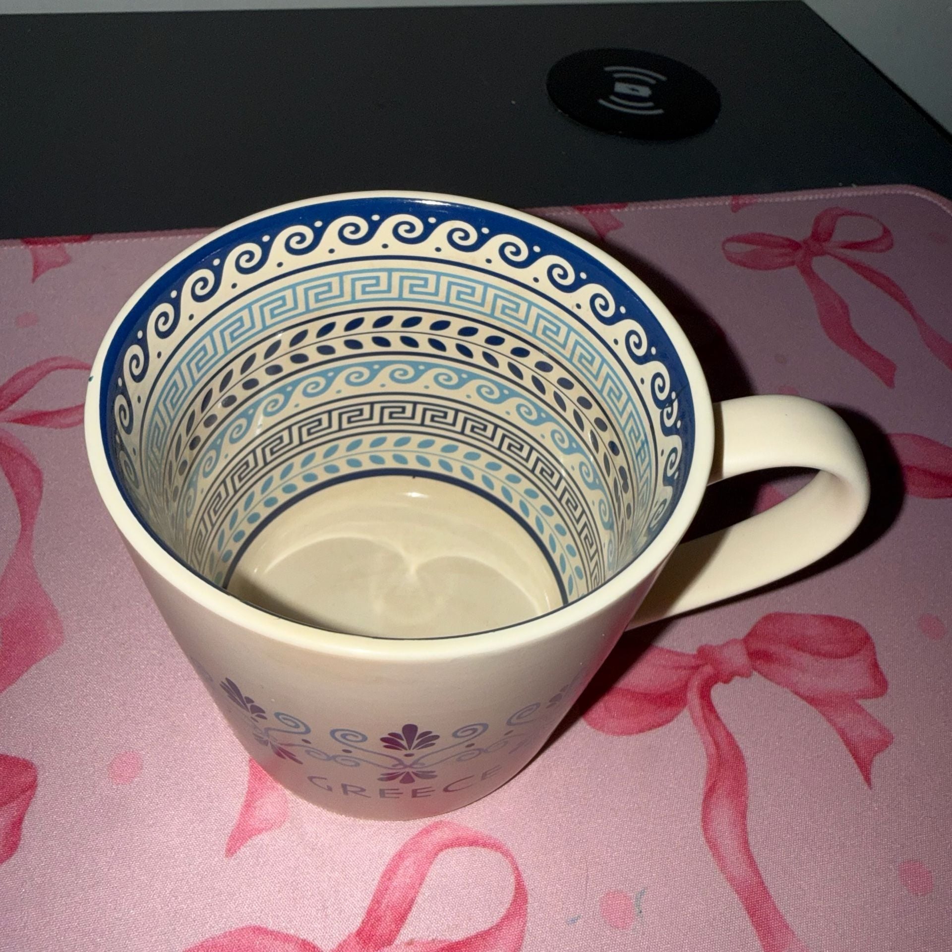 Greece Souvenir Ceramic Coffee Mug Blue Greek Key Pattern 2