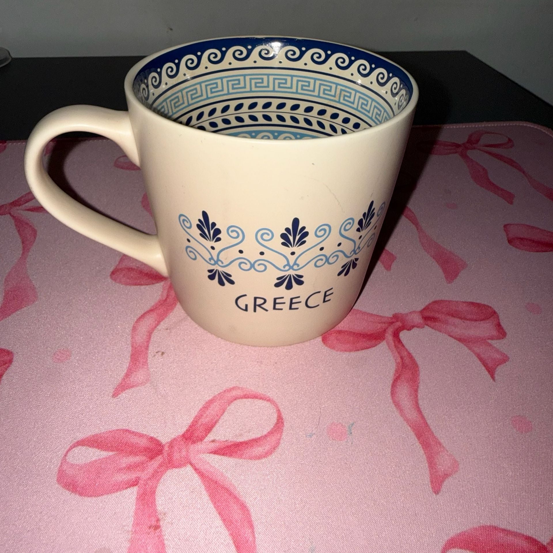 Greece Souvenir Ceramic Coffee Mug Blue Greek Key Pattern 3