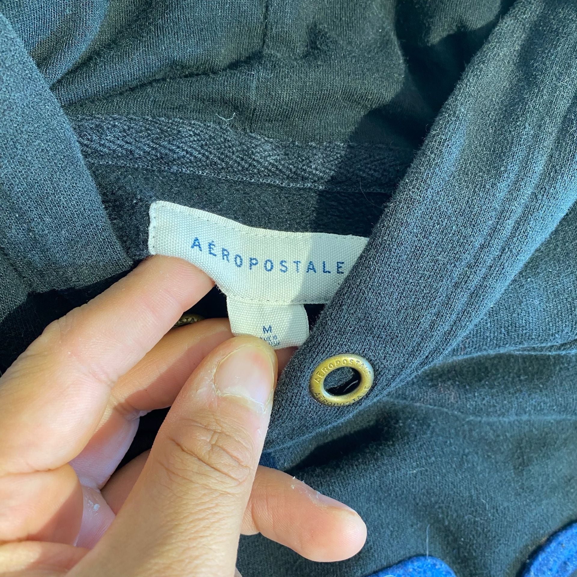 Aeropostale Hoodie Black Blue Logo Sweatshirt 4