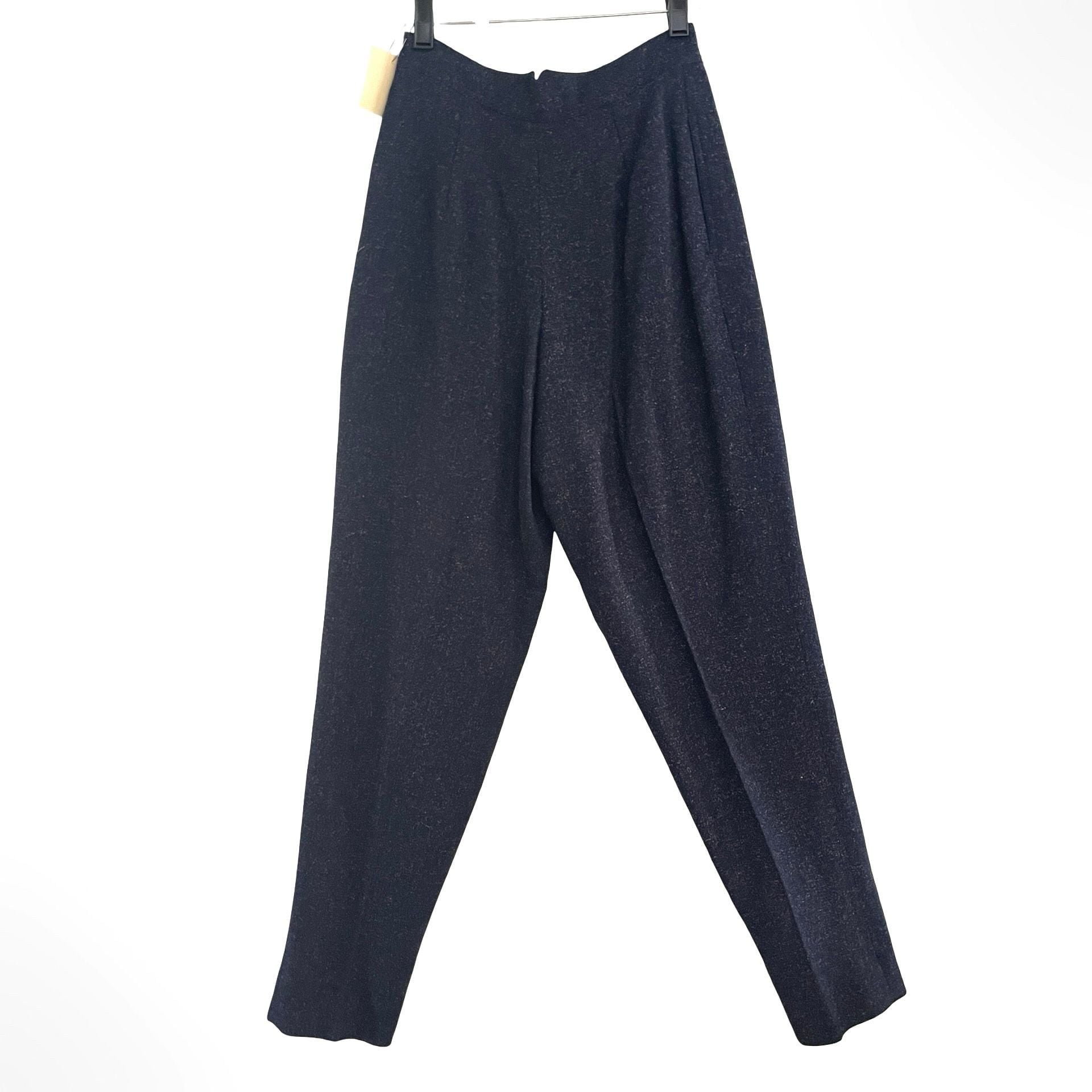 US Wear Pants Size 9/10 Vintage Wool Blend Pleated Dark Blue Speckled 3