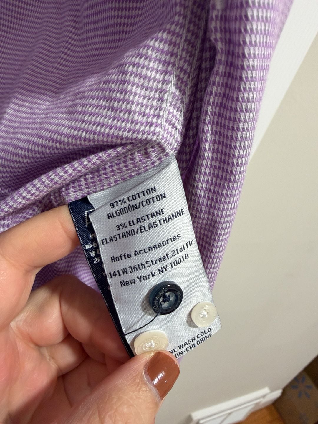 Duchamp London Dress Shirt Size 16/L 41 Purple Houndstooth Slim Fit 4