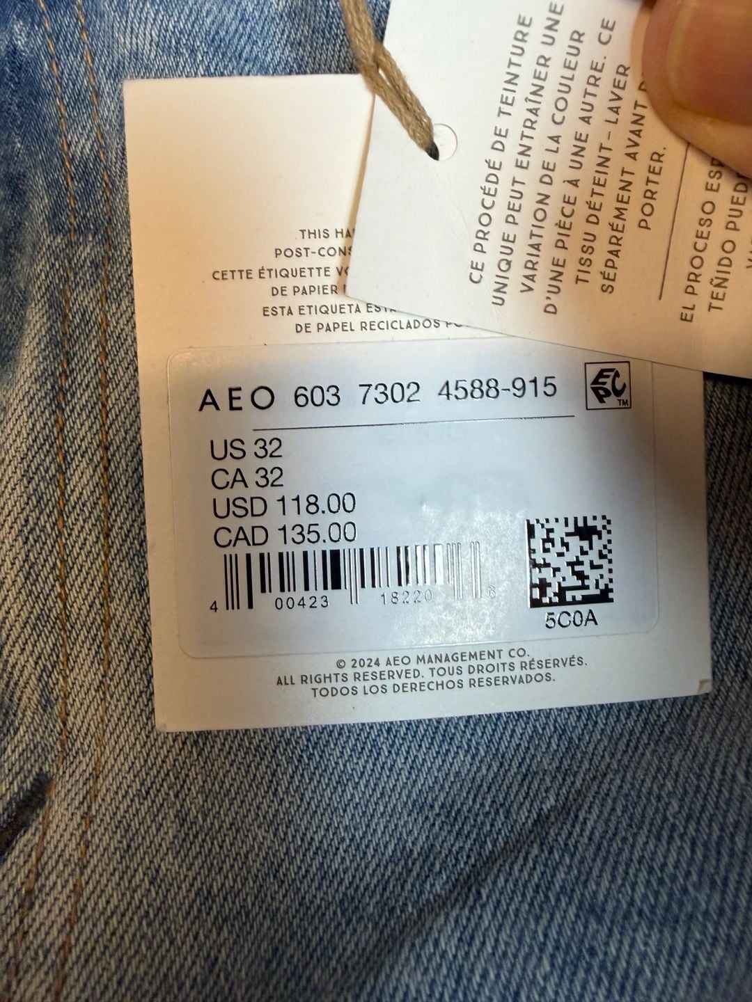 AE77 Cigarette Jeans Size 32 Light Wash Denim Straight Leg New 5
