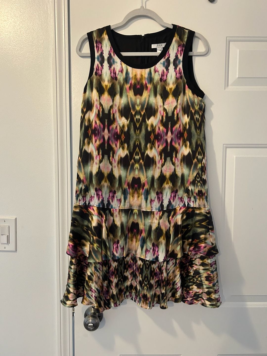 iCB New York Multicolor Silk Sleeveless Ruffle Hem Dress, 8 2