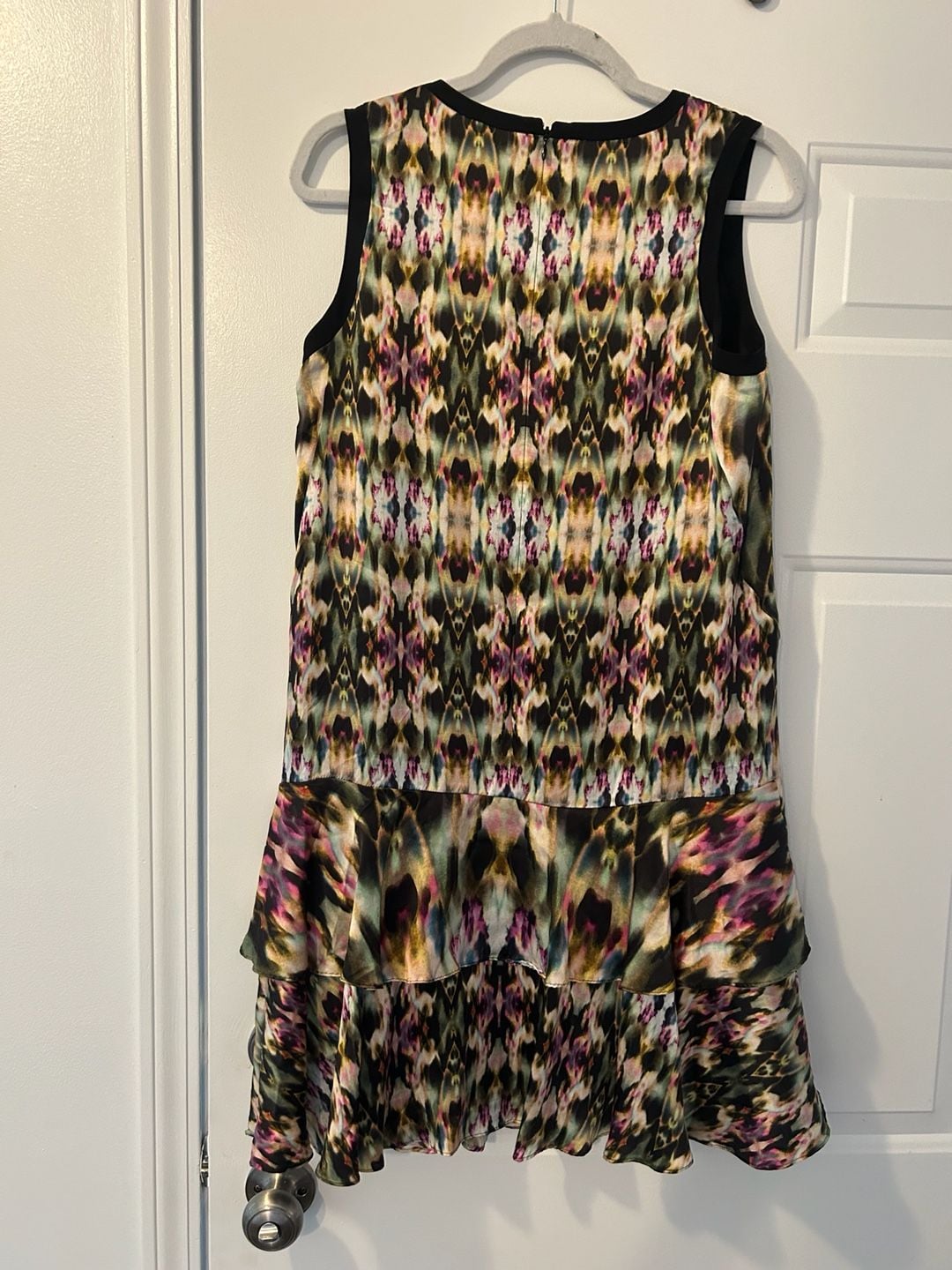 iCB New York Multicolor Silk Sleeveless Ruffle Hem Dress, 8 6