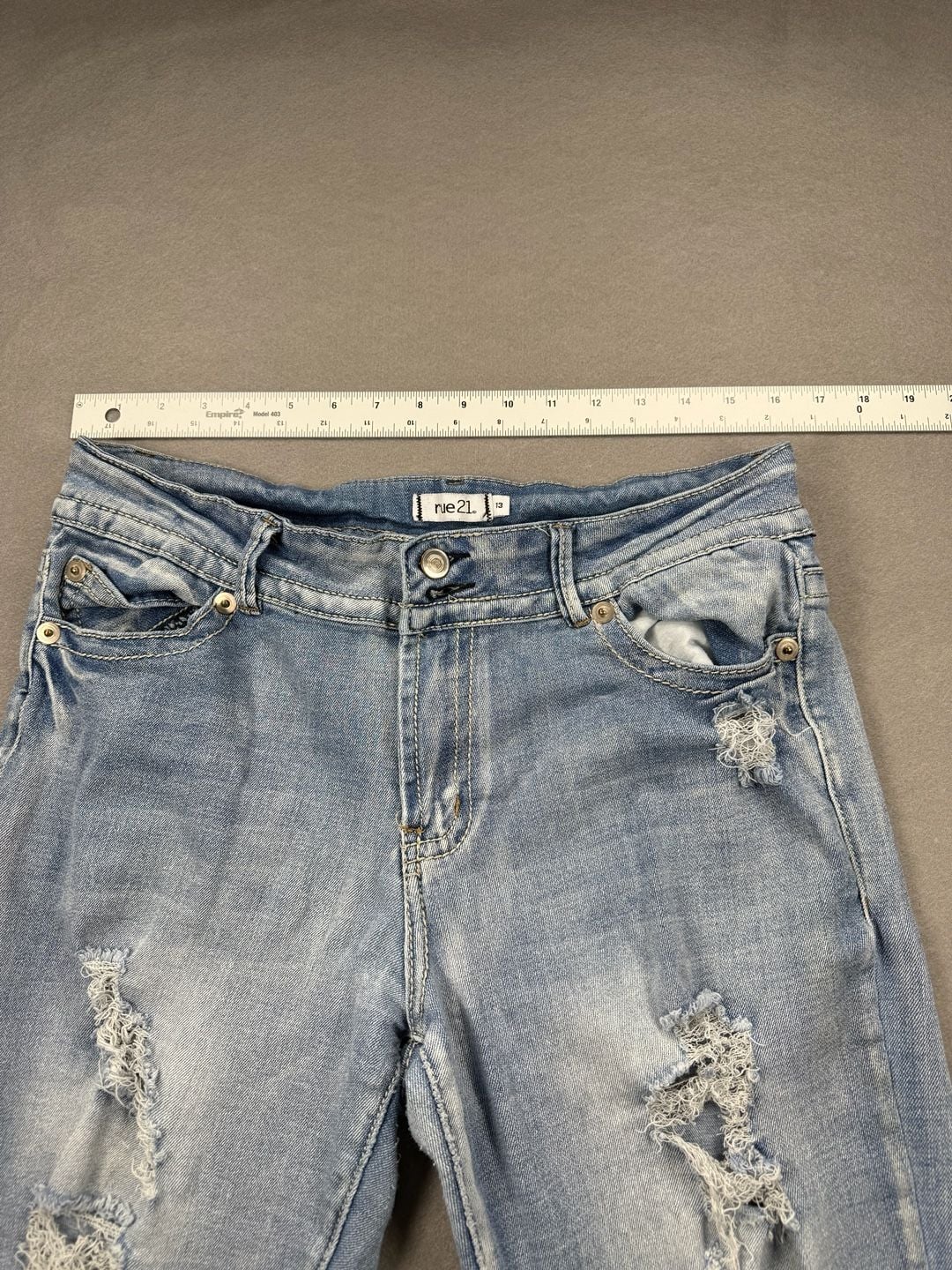 Rue21 Distressed Skinny Jeans Size 13 Light Wash 5