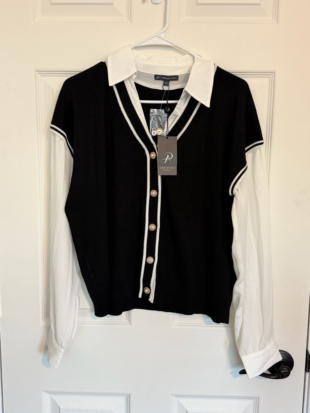 Adrianna Papell Twofer Sweater Size L 2