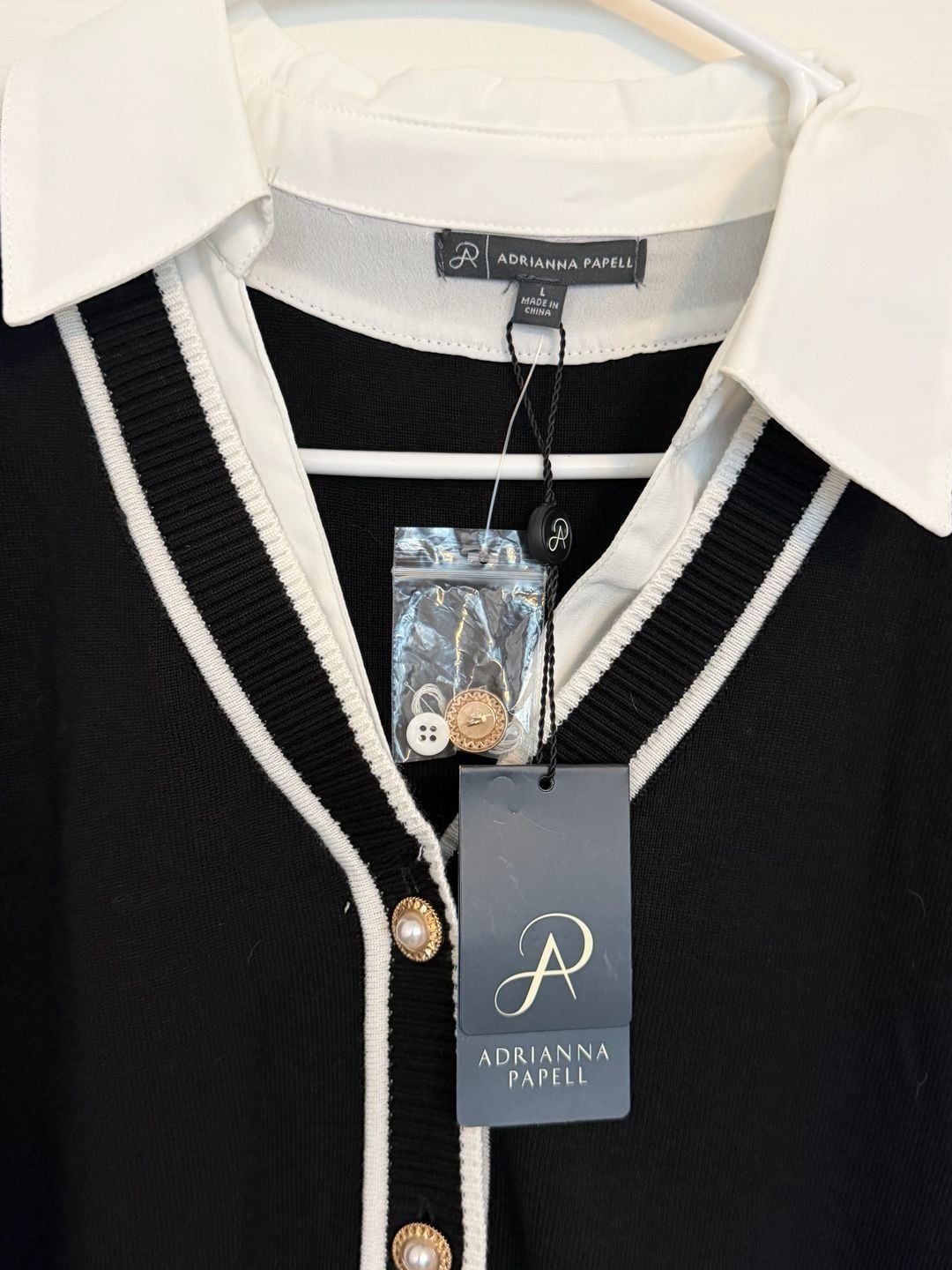 Adrianna Papell Twofer Sweater Size L 3