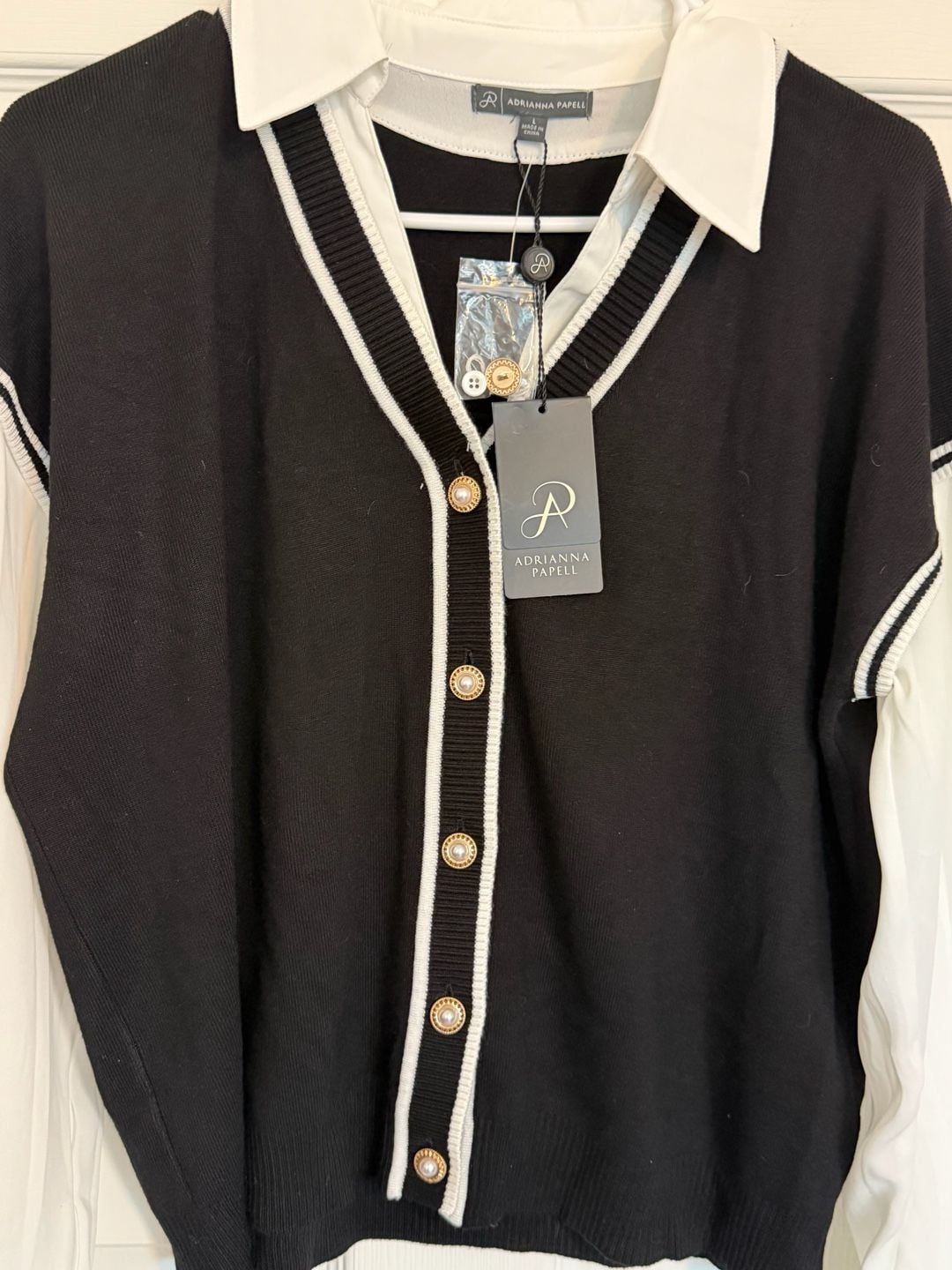 Adrianna Papell Twofer Sweater Size L 5