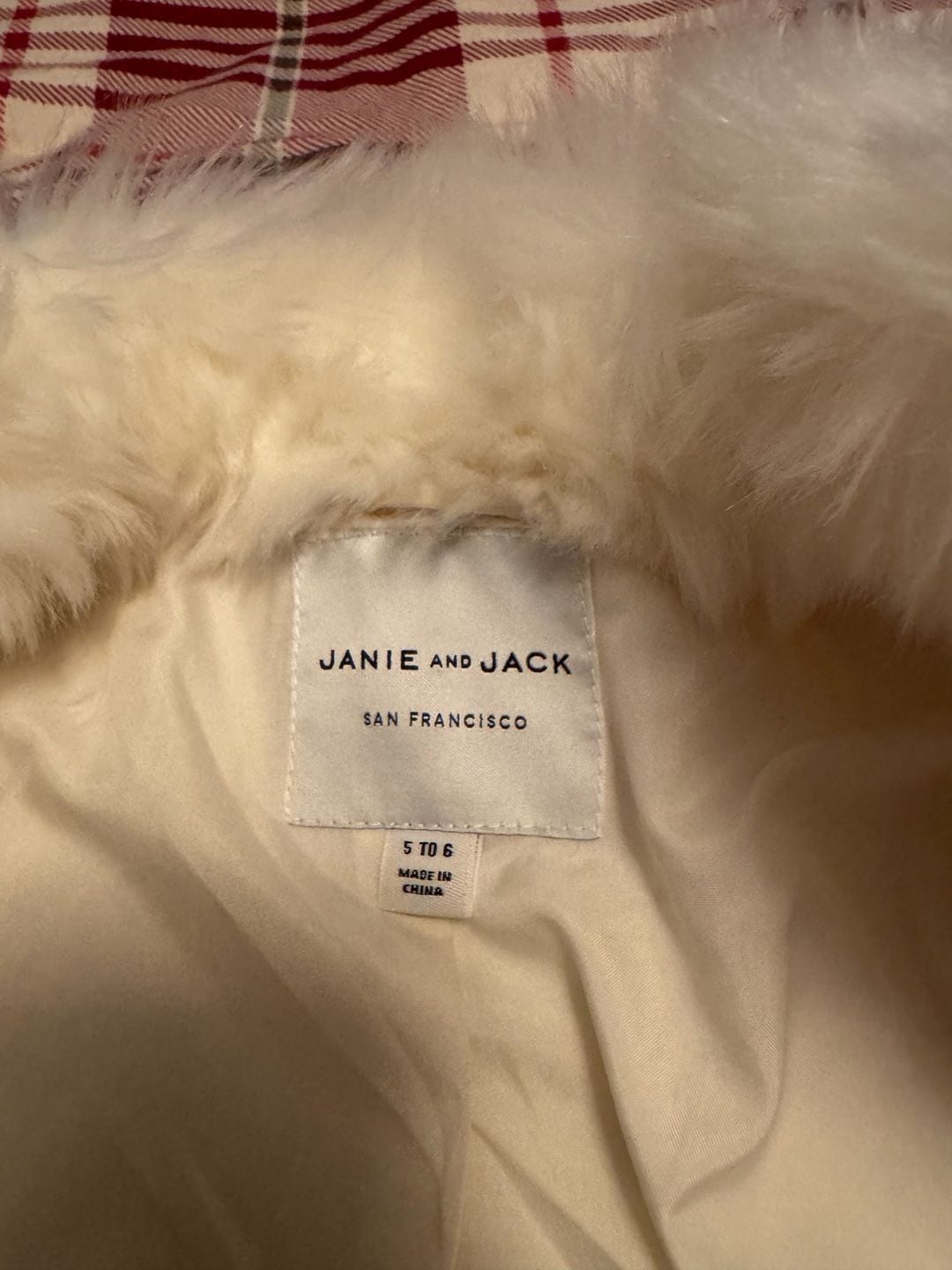 Janie & Jack faux fur coat girls size 5/6 3