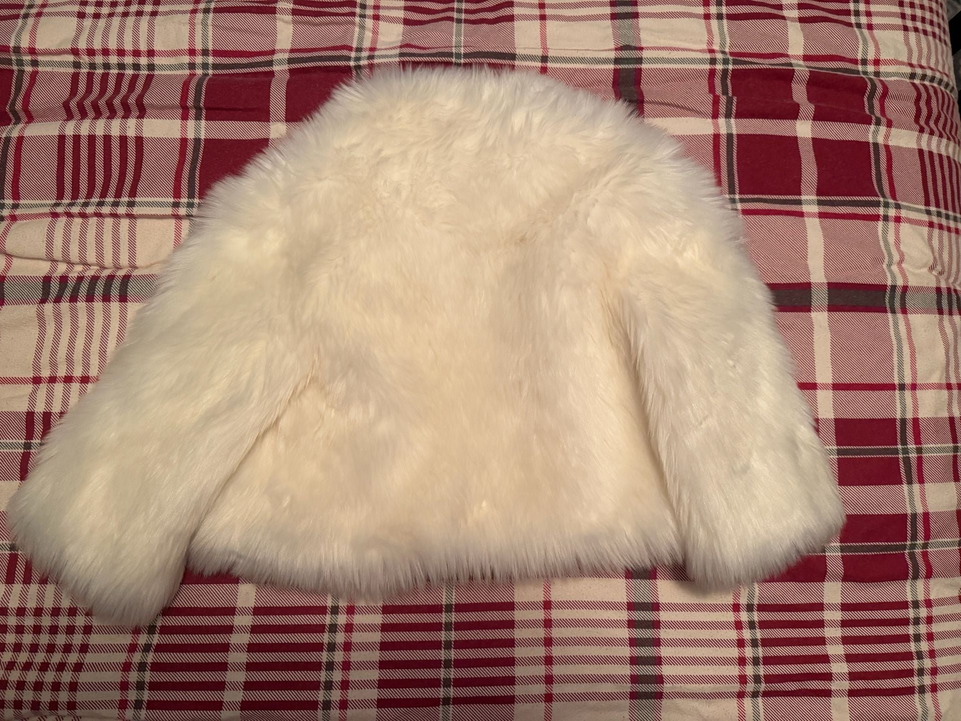 Janie & Jack faux fur coat girls size 5/6 4