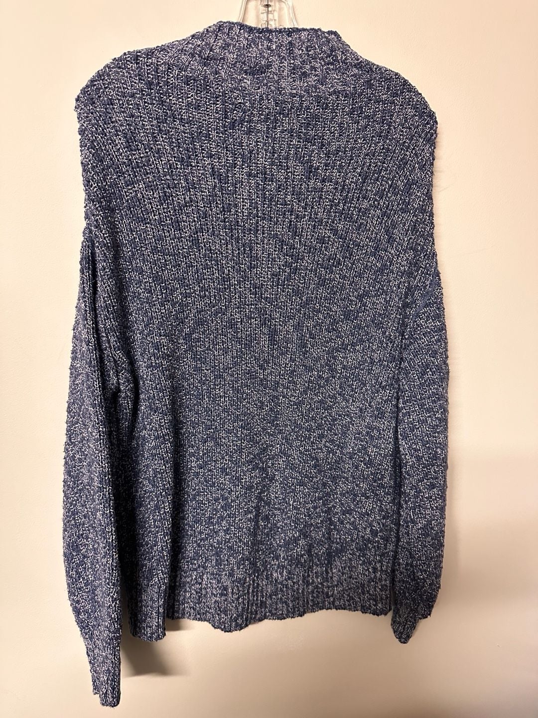 Aerie Mock Neck Sweater Size M Blue White Marled Chunky Knit Pullover 3