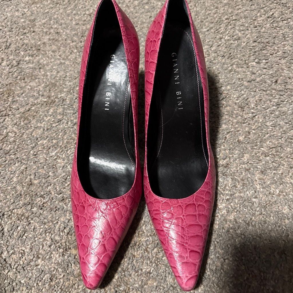Gianni Bini Pumps Size 8M Pink Croc Embossed Leather Stiletto Heels 3