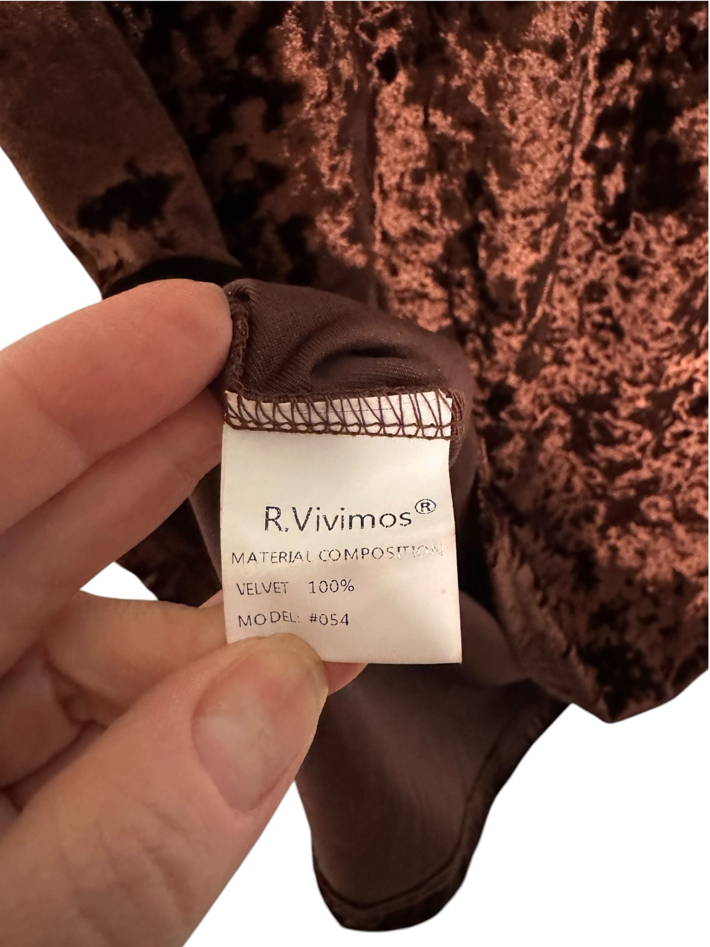 Crushed Velvet Dress Brown Short Sleeve Size M 7