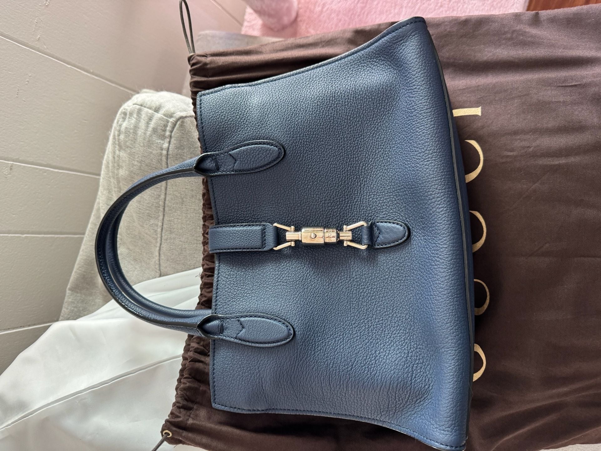 Gucci Jackie Tote Bag Blue Leather 3