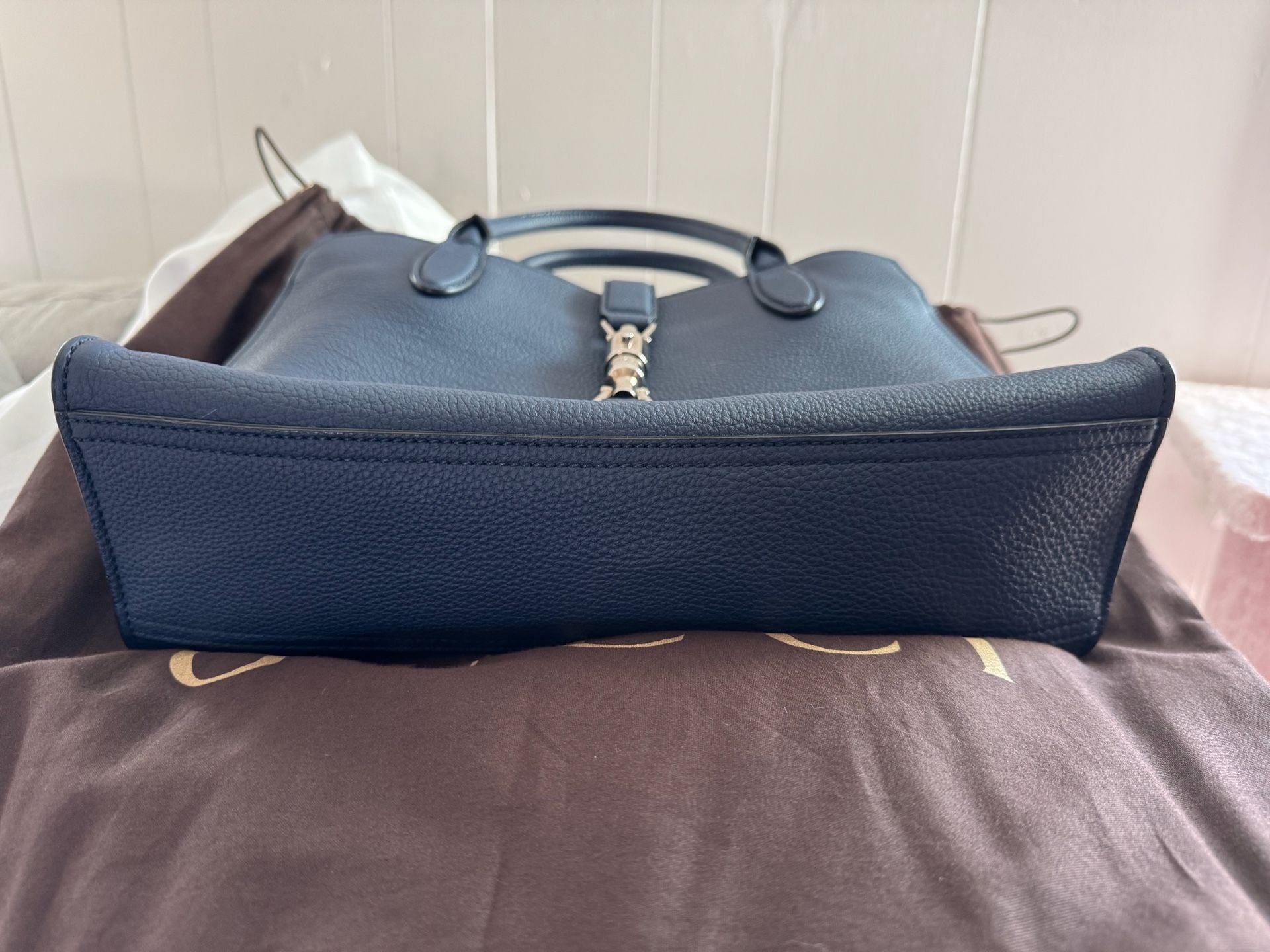 Gucci Jackie Tote Bag Blue Leather 4