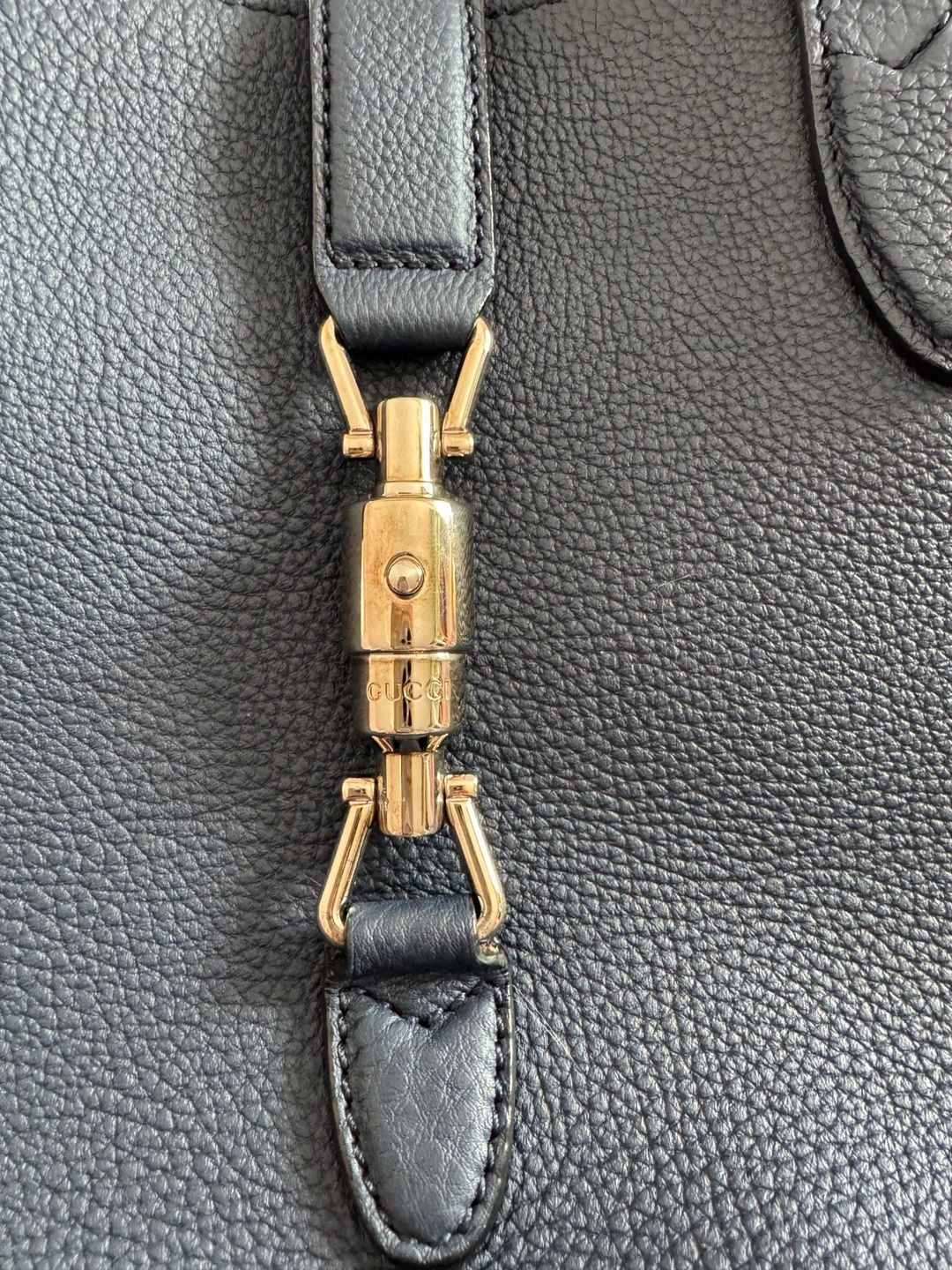 Gucci Jackie Tote Bag Blue Leather 6