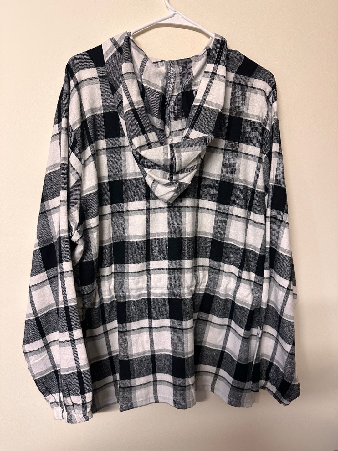 Green Goddess Plaid Hooded Zip Jacket Size L Black White 3