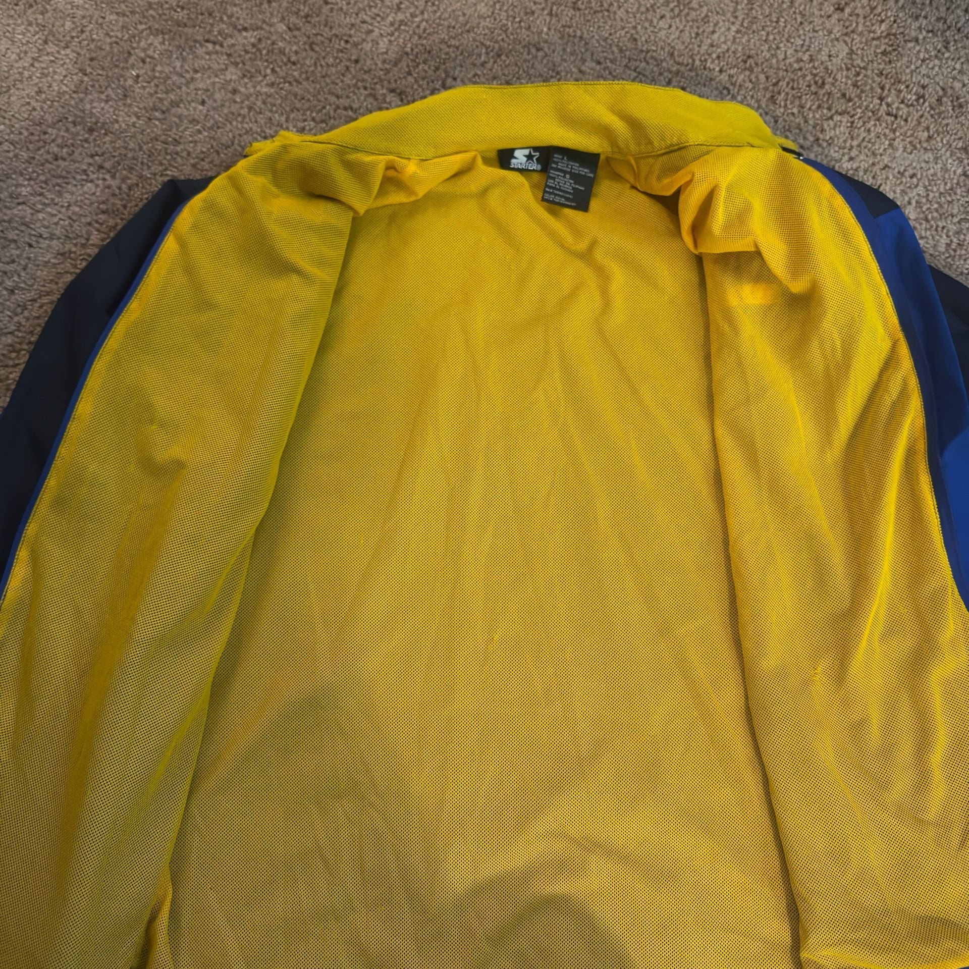 Vintage Starter Windbreaker Jacket Size L Blue Yellow Full Zip 8