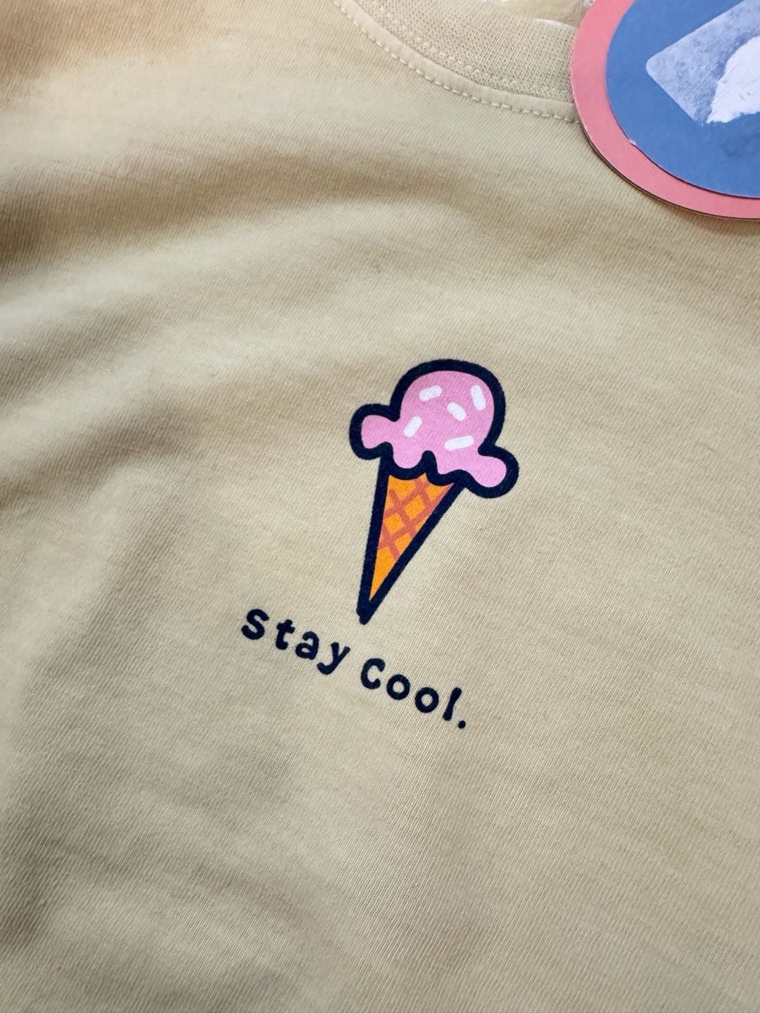 Life Is Good Stay Cool Ice Cream Graphic Tee Pastel Yellow Summer Size L 7