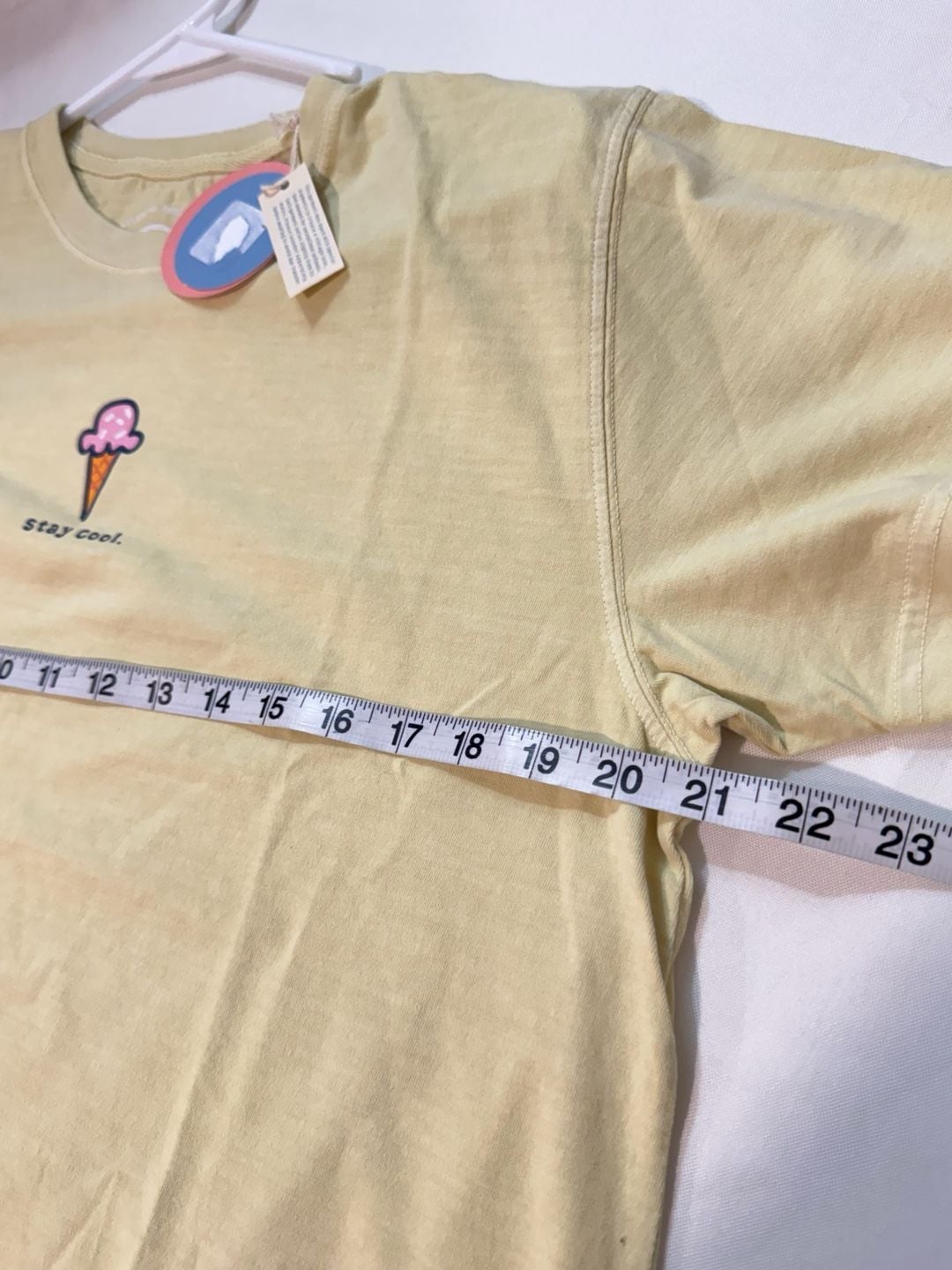 Life Is Good Stay Cool Ice Cream Graphic Tee Pastel Yellow Summer Size L 8